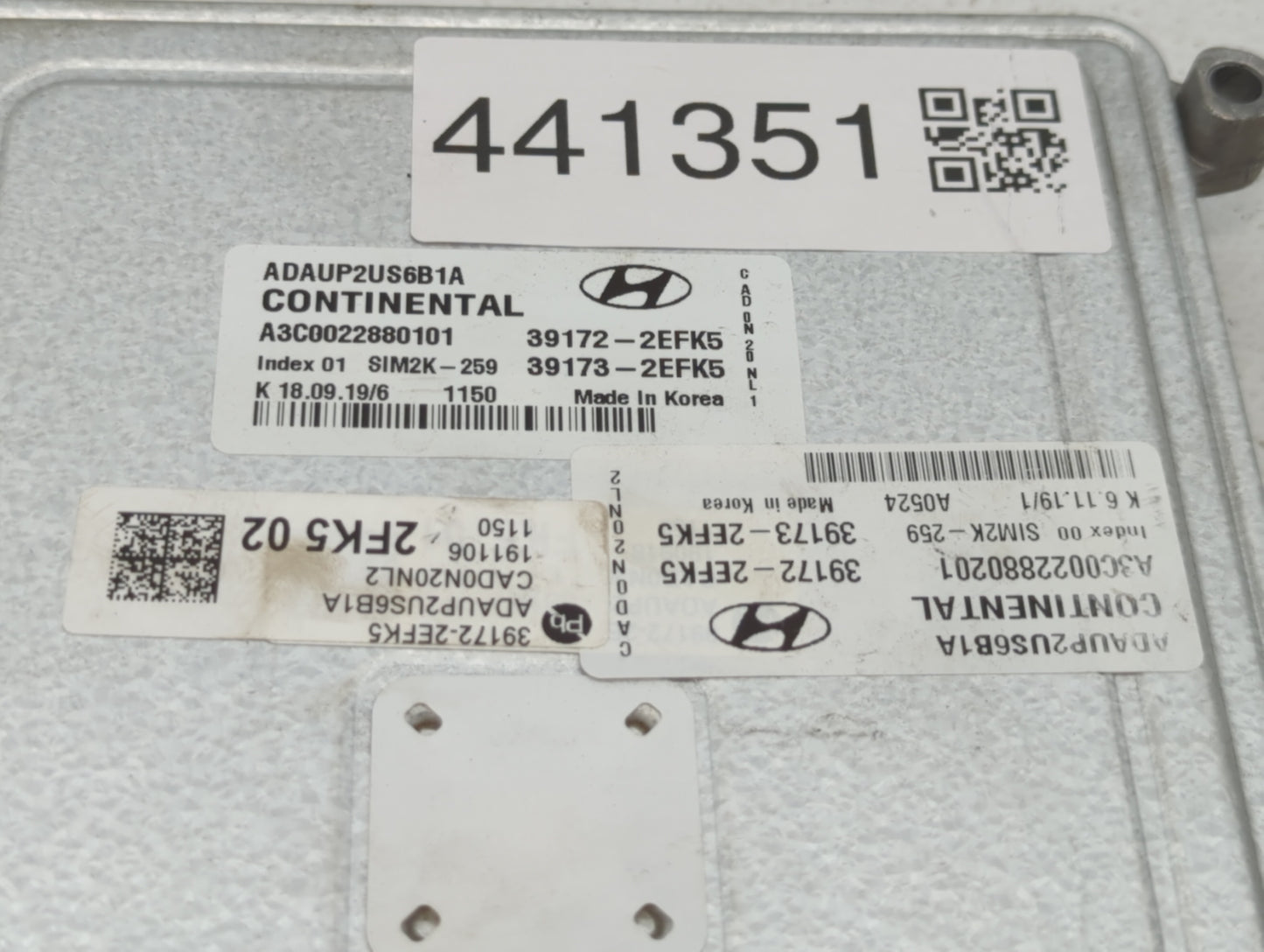 2020 Hyundai Elantra PCM Engine Control Computer ECU ECM PCU OEM P/N:39172-2EFJ5 39172-2EFK5, 39173-2EFK5 Fits OEM Used Auto
