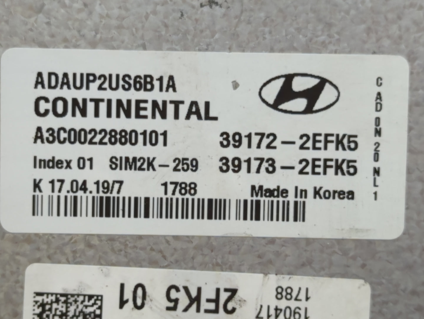 2019-2020 Hyundai Elantra PCM Engine Control Computer ECU ECM PCU OEM P/N:39172-2EFK5 Fits Fits 2019 2020 OEM Used Auto Part