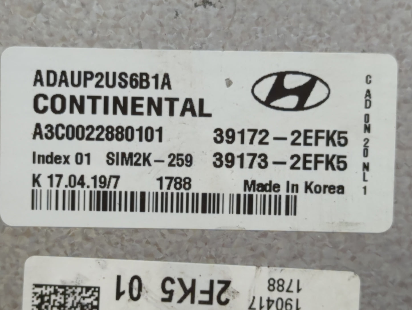 2019-2020 Hyundai Elantra PCM Engine Control Computer ECU ECM PCU OEM P/N:39172-2EFK5 Fits Fits 2019 2020 OEM Used Auto Part