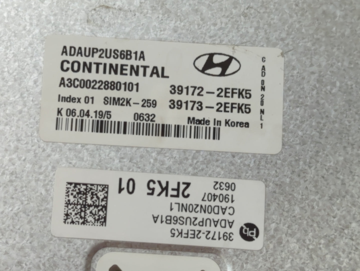 2020 Hyundai Elantra PCM Engine Control Computer ECU ECM PCU OEM P/N:39172-2EFK5 39173-2EFK5 Fits OEM Used Auto Parts - Oemu