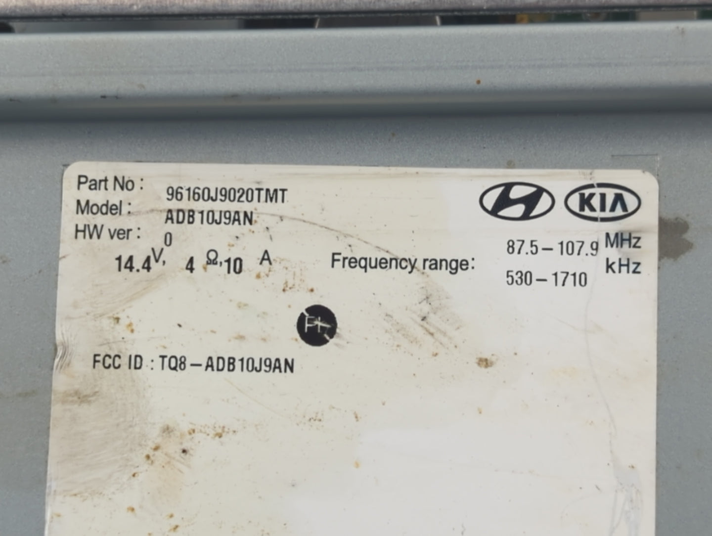 2019-2021 Hyundai Kona Radio AM FM Cd Player Receiver Replacement P/N:96160-J9160TMT Fits Fits 2019 2020 2021 OEM Used Auto 