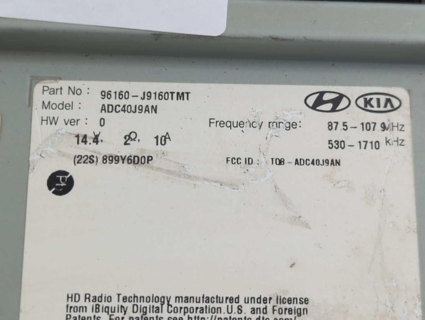 2019-2021 Hyundai Kona Radio AM FM Cd Player Receiver Replacement P/N:96160-J9160TMT Fits Fits 2019 2020 2021 OEM Used Auto 