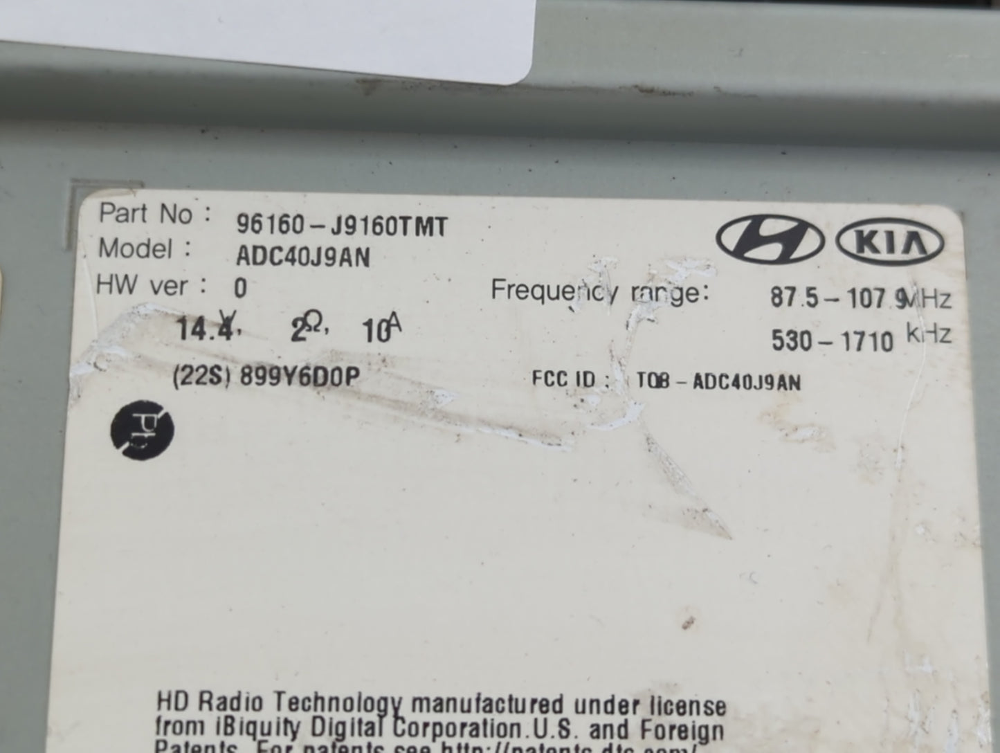 2019-2021 Hyundai Kona Radio AM FM Cd Player Receiver Replacement P/N:96160-J9160TMT Fits Fits 2019 2020 2021 OEM Used Auto 