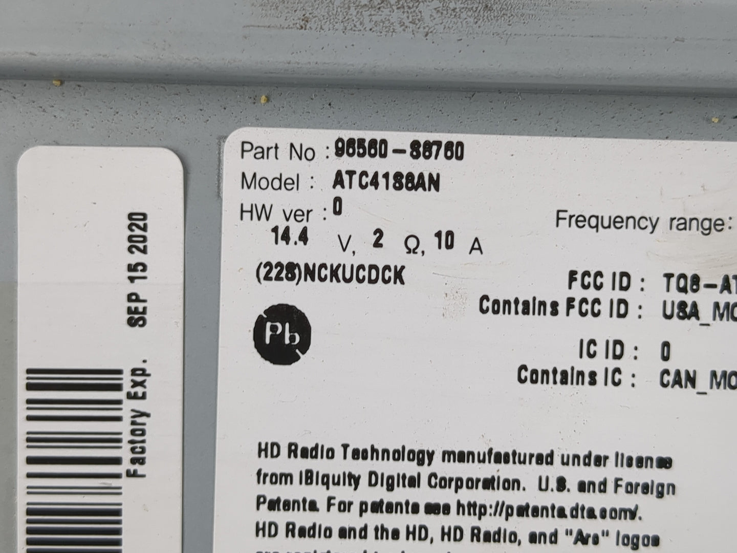 2020-2022 Hyundai Palisade Radio AM FM Cd Player Receiver Replacement P/N:96560-88760 Fits Fits 2020 2021 2022 OEM Used Auto