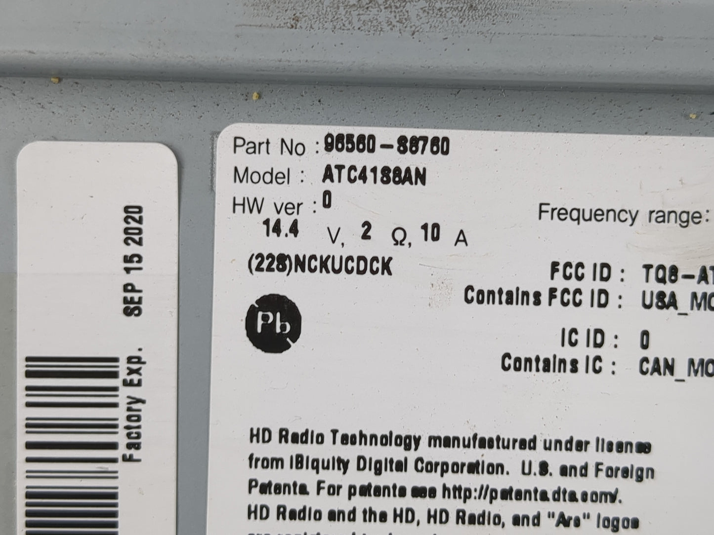 2020-2022 Hyundai Palisade Radio AM FM Cd Player Receiver Replacement P/N:96560-88760 Fits Fits 2020 2021 2022 OEM Used Auto