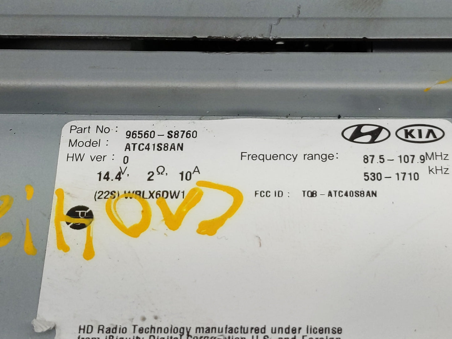 2020-2022 Hyundai Palisade Radio AM FM Cd Player Receiver Replacement P/N:96560-S8760 Fits Fits 2020 2021 2022 OEM Used Auto
