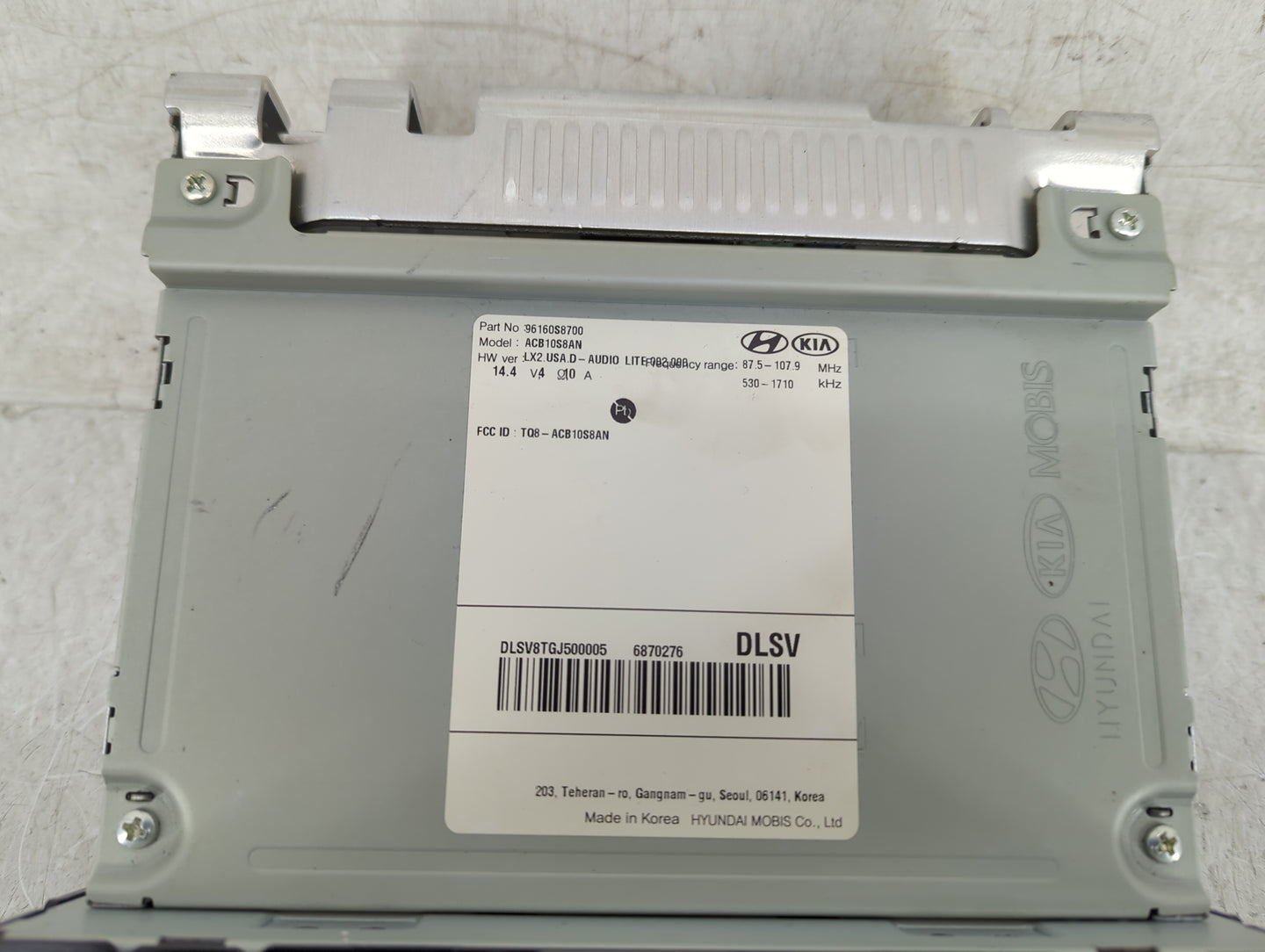 2020-2022 Hyundai Palisade Radio AM FM Cd Player Receiver Replacement P/N:96160S8700 Fits Fits 2020 2021 2022 OEM Used Auto 