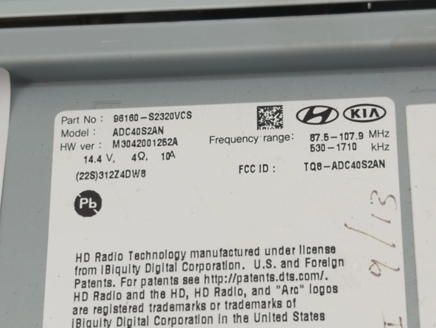 2019-2020 Hyundai Santa Fe Radio AM FM Cd Player Receiver Replacement P/N:96160-S2320VCS ADC40S2AN Fits Fits 2019 2020 OEM U