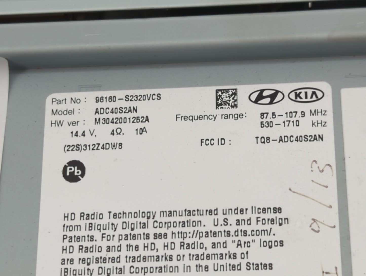 2019-2020 Hyundai Santa Fe Radio AM FM Cd Player Receiver Replacement P/N:96160-S2320VCS ADC40S2AN Fits Fits 2019 2020 OEM U