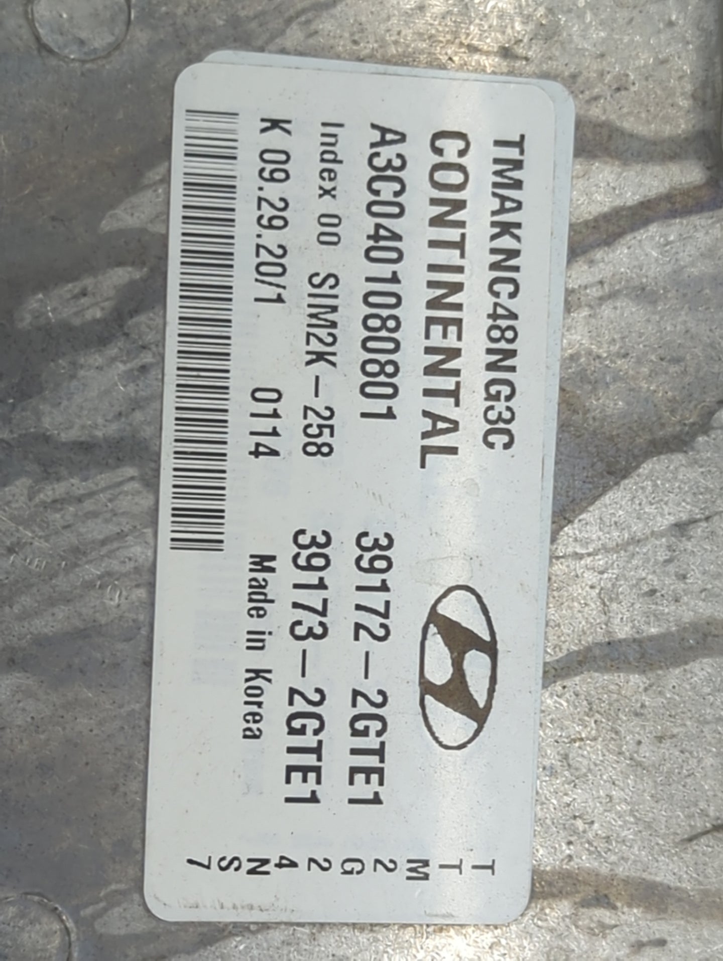 2020 Hyundai Santa Fe PCM Engine Control Computer ECU ECM PCU OEM P/N:A3C0401080801 39172-2GTE1, 39173-2GTE1, TMAKNC48NG3C F