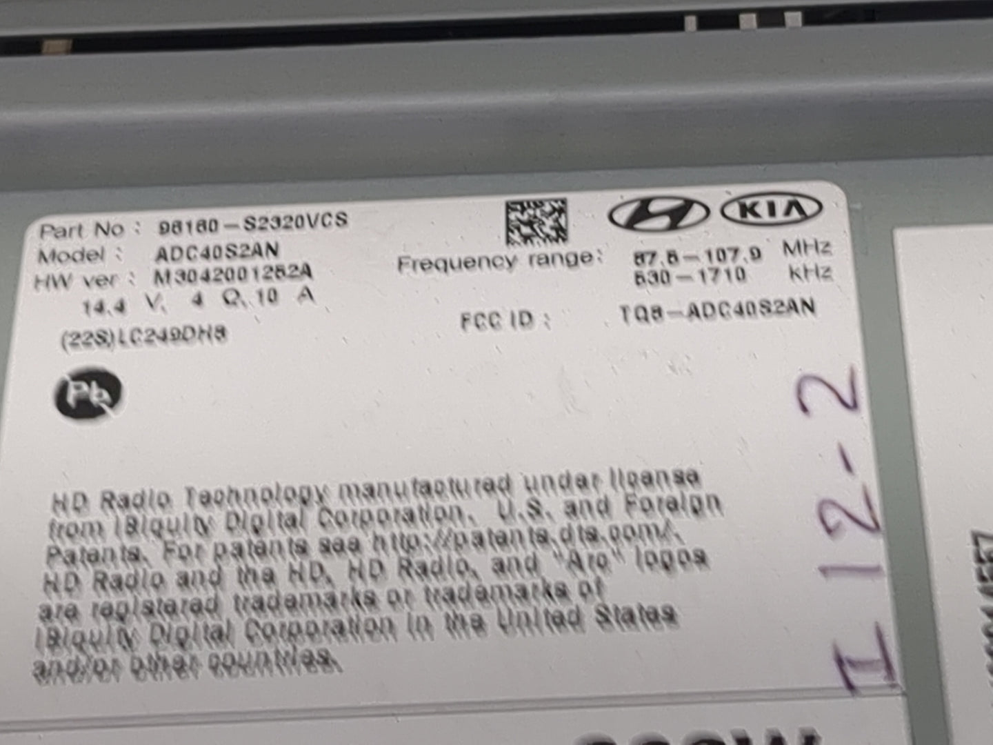 2019-2020 Hyundai Santa Fe Radio AM FM Cd Player Receiver Replacement P/N:96160-S2320VCS ADC40S2AN Fits Fits 2019 2020 OEM U