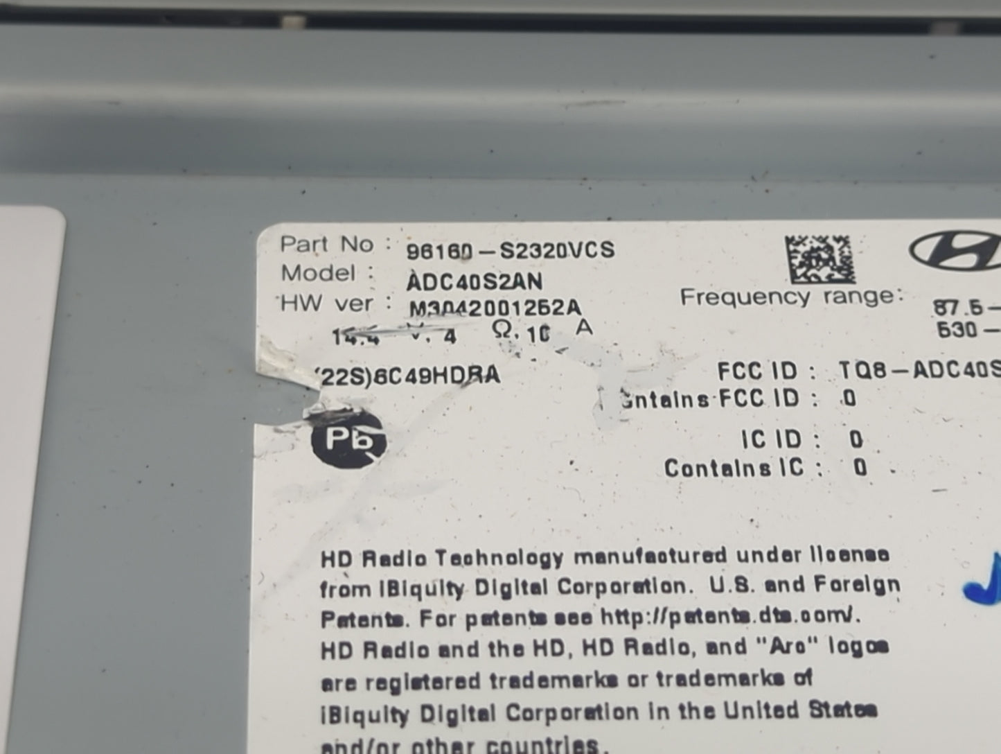 2019-2020 Hyundai Santa Fe Radio AM FM Cd Player Receiver Replacement P/N:96160-S2320VCS ADC40S2AN, TQ8-ADC40S Fits Fits 201