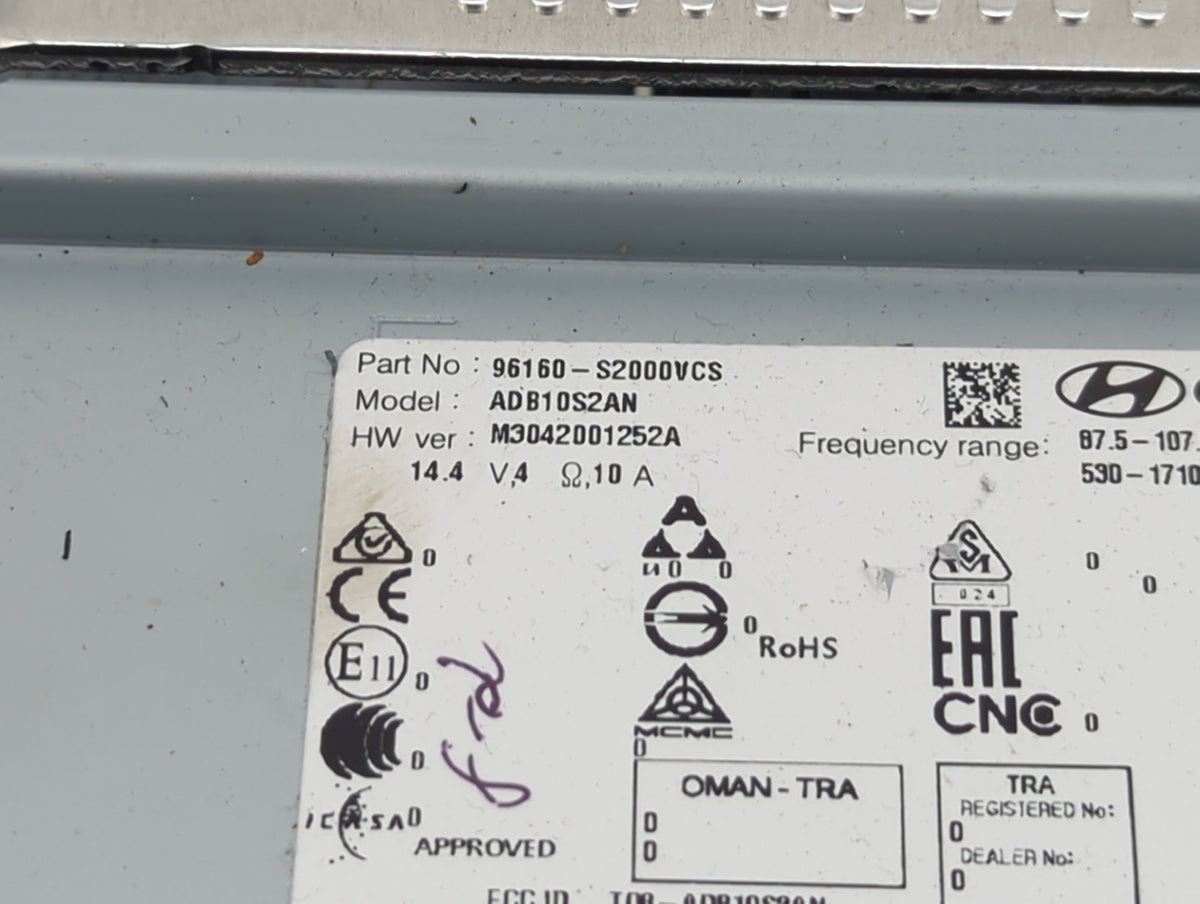 2019-2020 Hyundai Santa Fe Radio AM FM Cd Player Receiver Replacement P/N:96160-S2000VCS ADB10S2AN Fits Fits 2019 2020 OEM U
