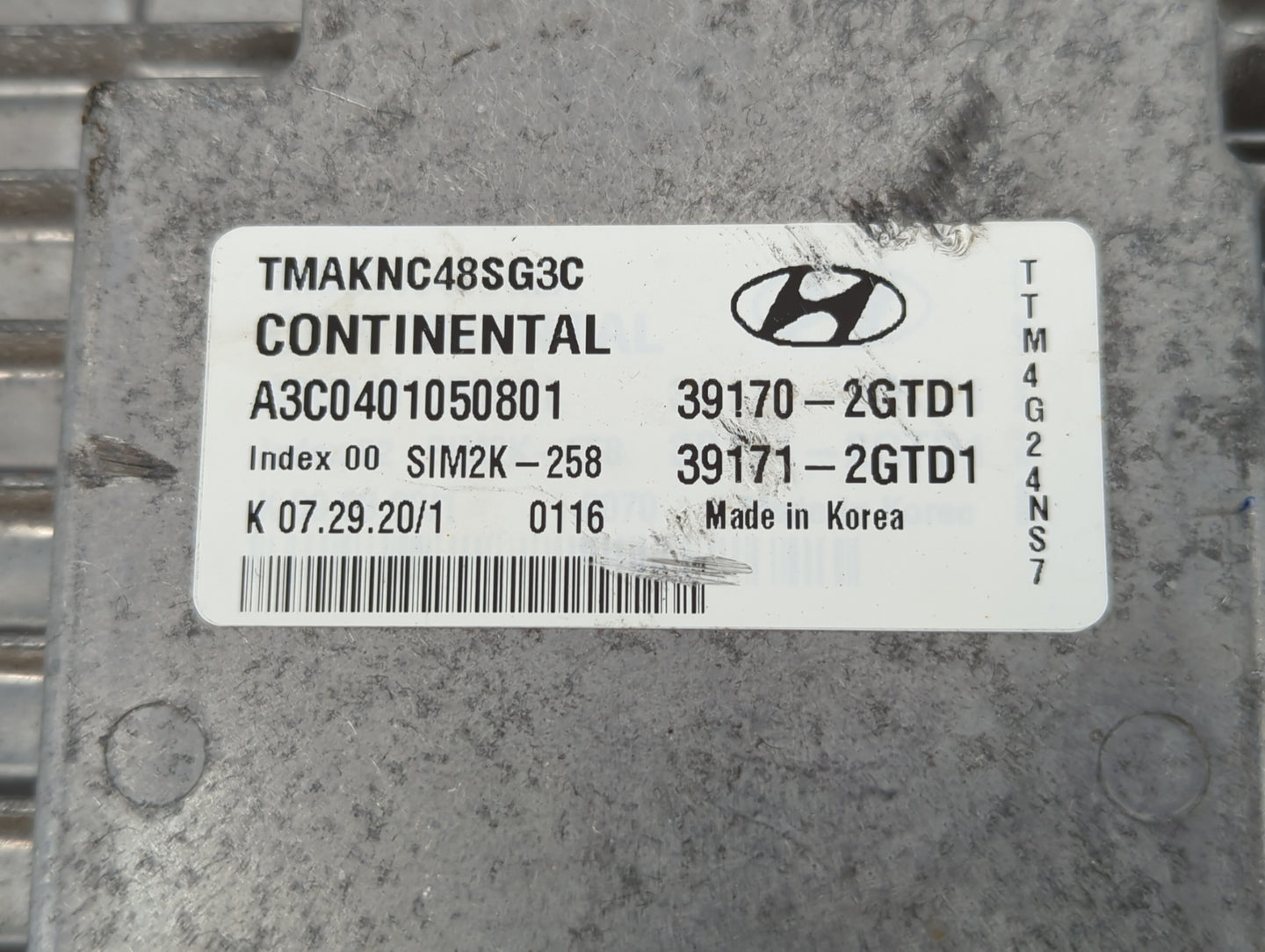 2020 Hyundai Santa Fe PCM Engine Control Computer ECU ECM PCU OEM P/N:A3C0401050801 39170-2GTD1, 39171-2GTD1 Fits OEM Used A