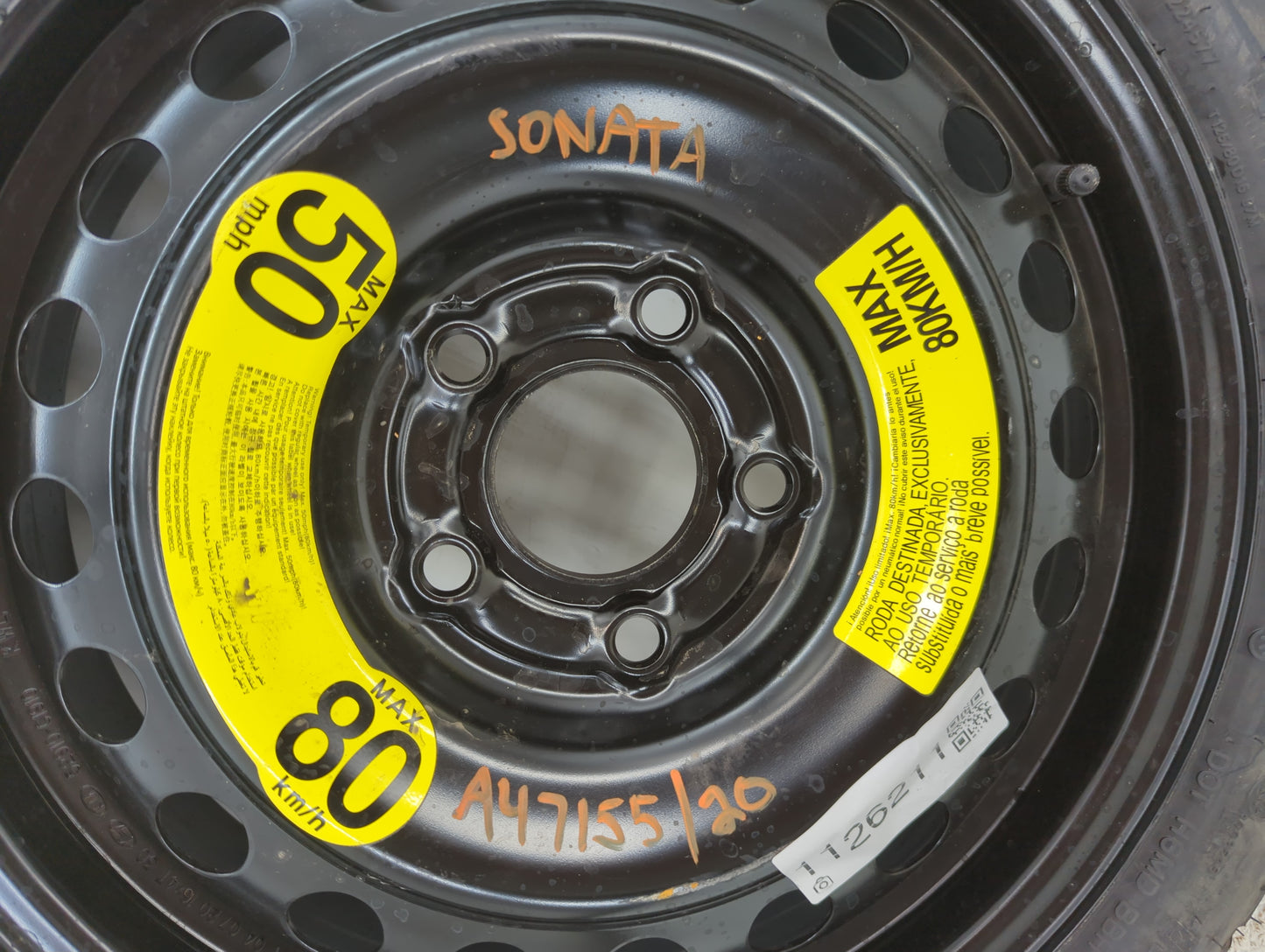 2015-2022 Hyundai Sonata Spare Donut Tire Wheel Rim Oem - Oemusedautoparts1.com