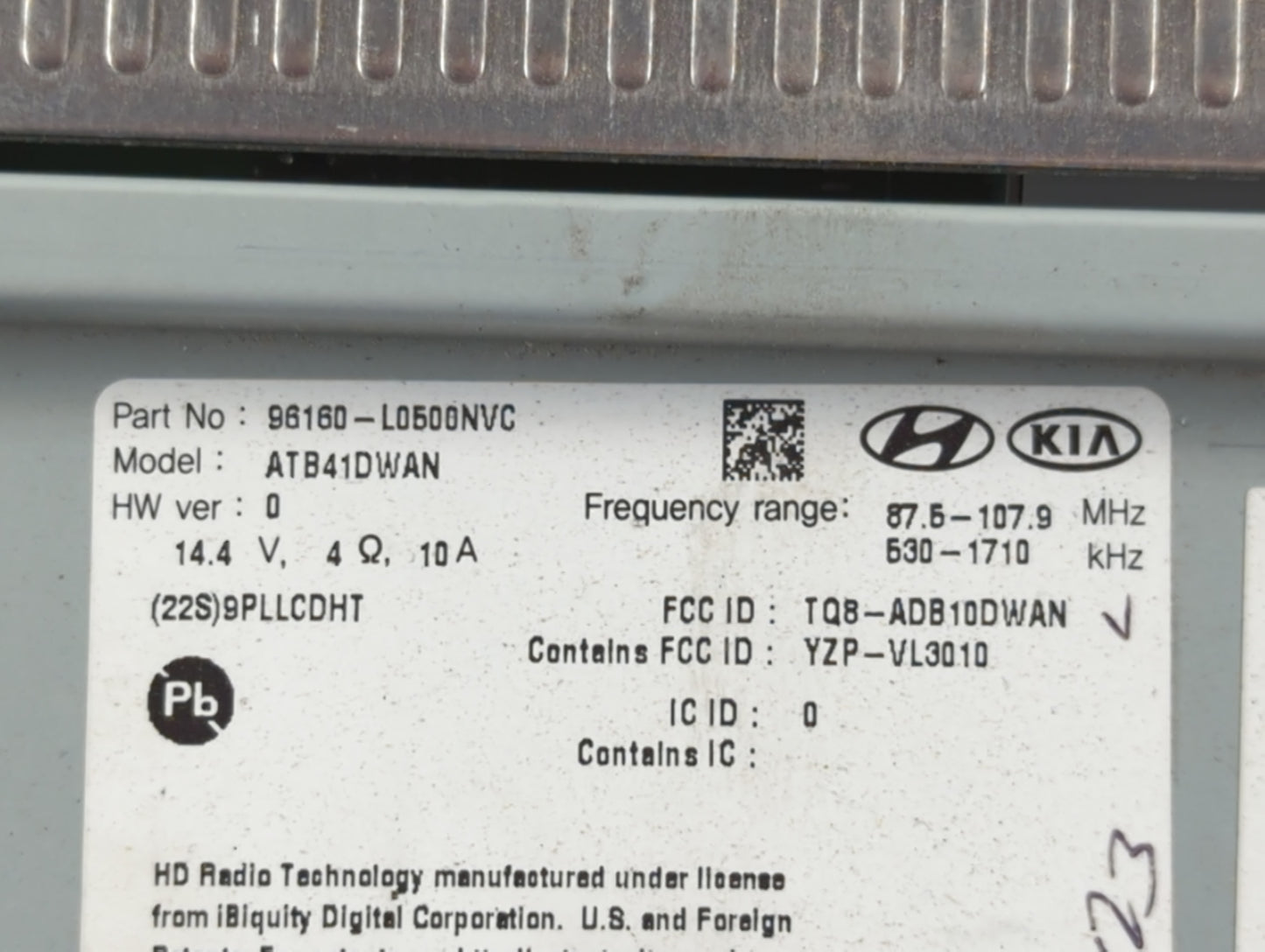 2020 Hyundai Sonata Radio AM FM Cd Player Receiver Replacement P/N:96160-L0500NVC Fits OEM Used Auto Parts - Oemusedautopart