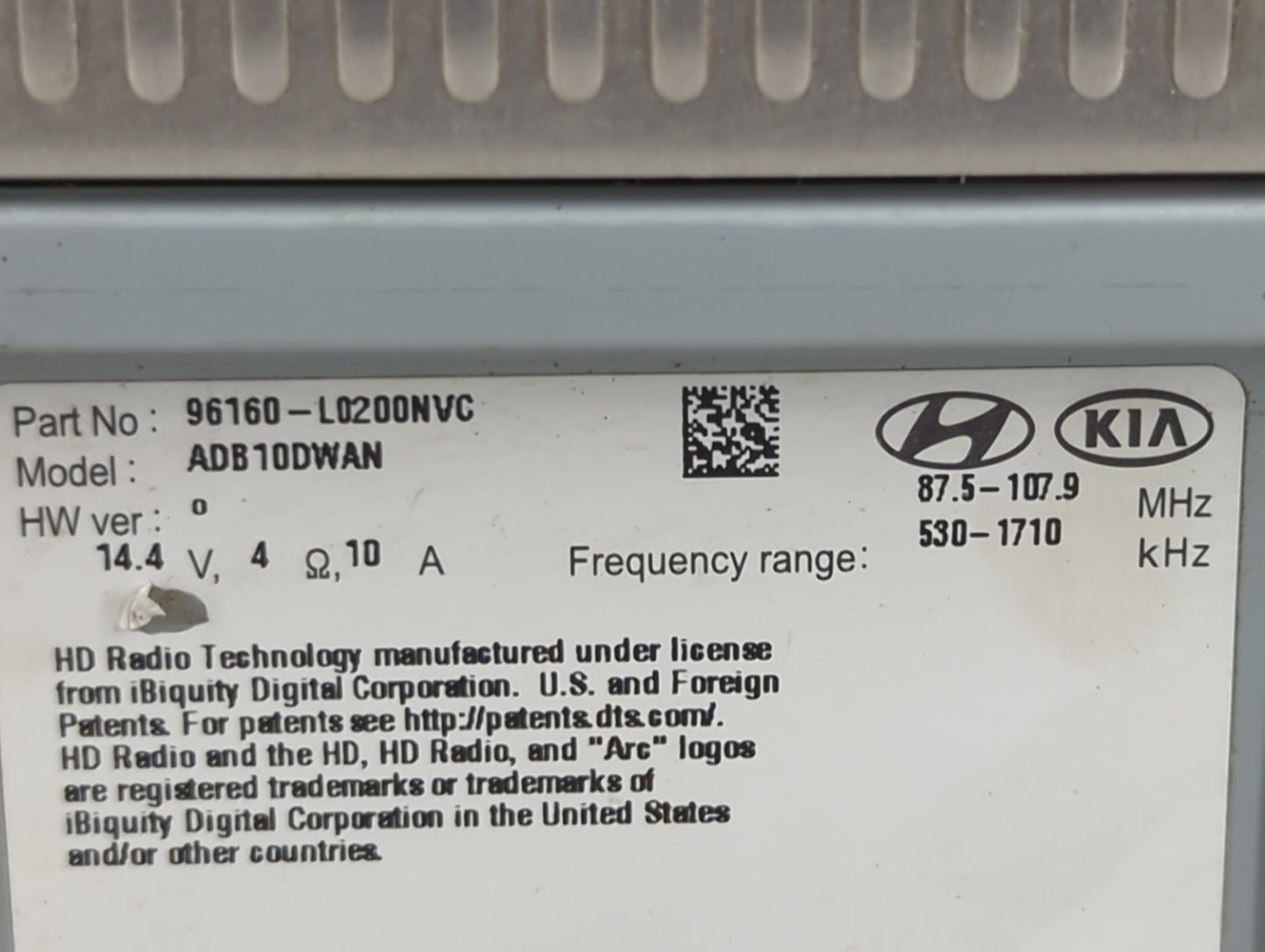 2020-2023 Hyundai Sonata Radio AM FM Cd Player Receiver Replacement P/N:96160-L0200NVC ADB10DWAN Fits Fits 2020 2021 2022 20