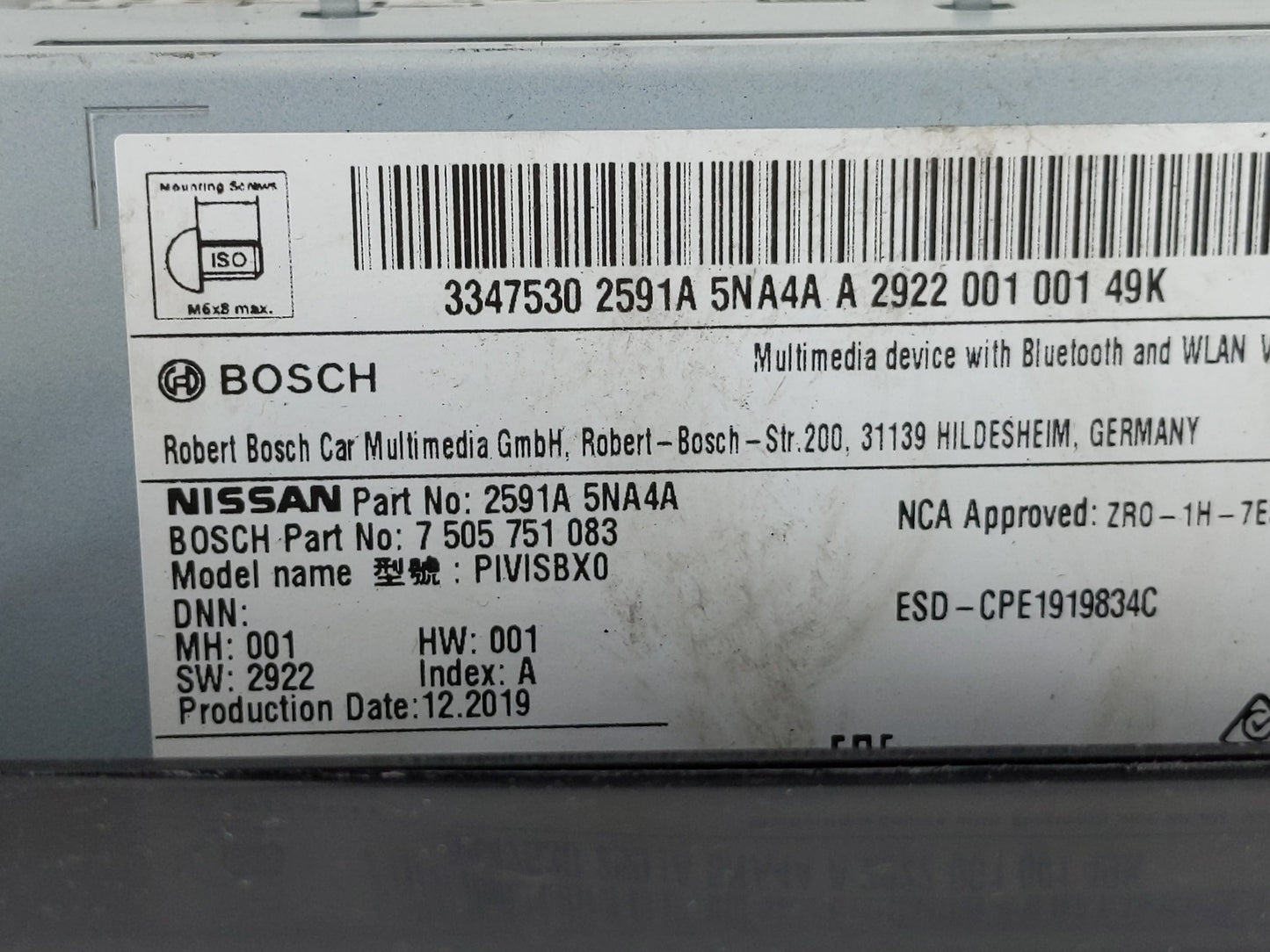 2020 Infiniti Q50 Radio AM FM Cd Player Receiver Replacement P/N:2591A 5NA4A Fits Fits 2019 OEM Used Auto Parts - Oemusedaut