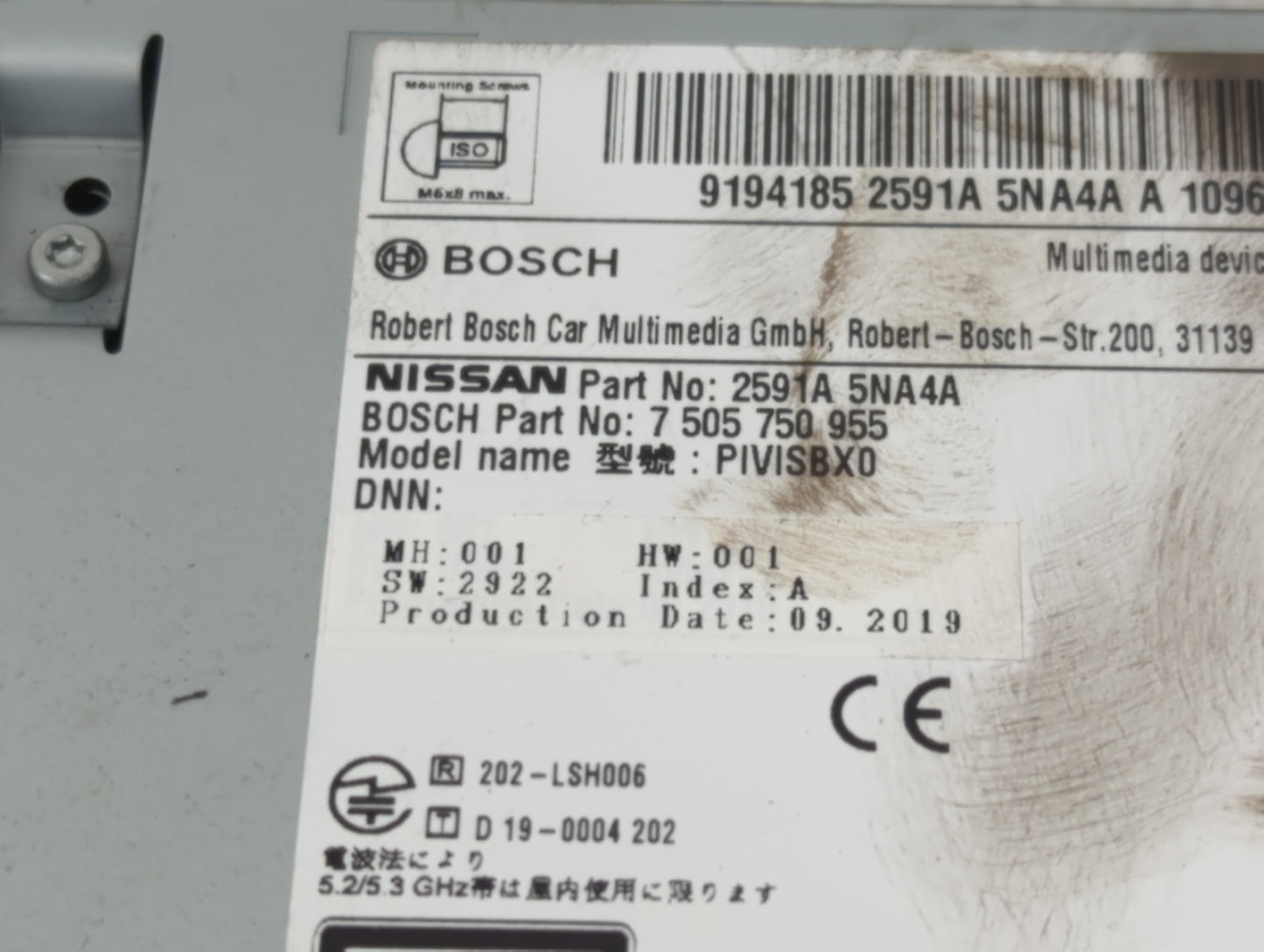 2020 Infiniti Q50 Radio AM FM Cd Player Receiver Replacement P/N:2591A 5NA4A Fits Fits 2019 OEM Used Auto Parts - Oemusedaut