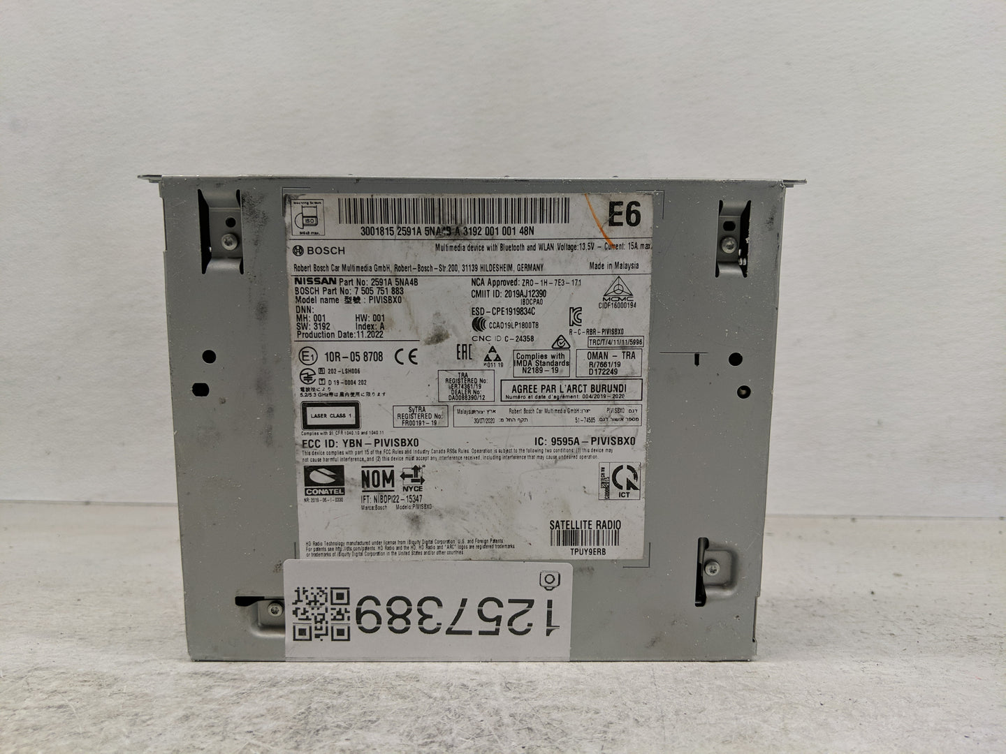2020 Infiniti Q50 Radio AM FM Cd Player Receiver Replacement P/N:2591A 5NA4B Fits Fits 2019 OEM Used Auto Parts - Oemusedaut