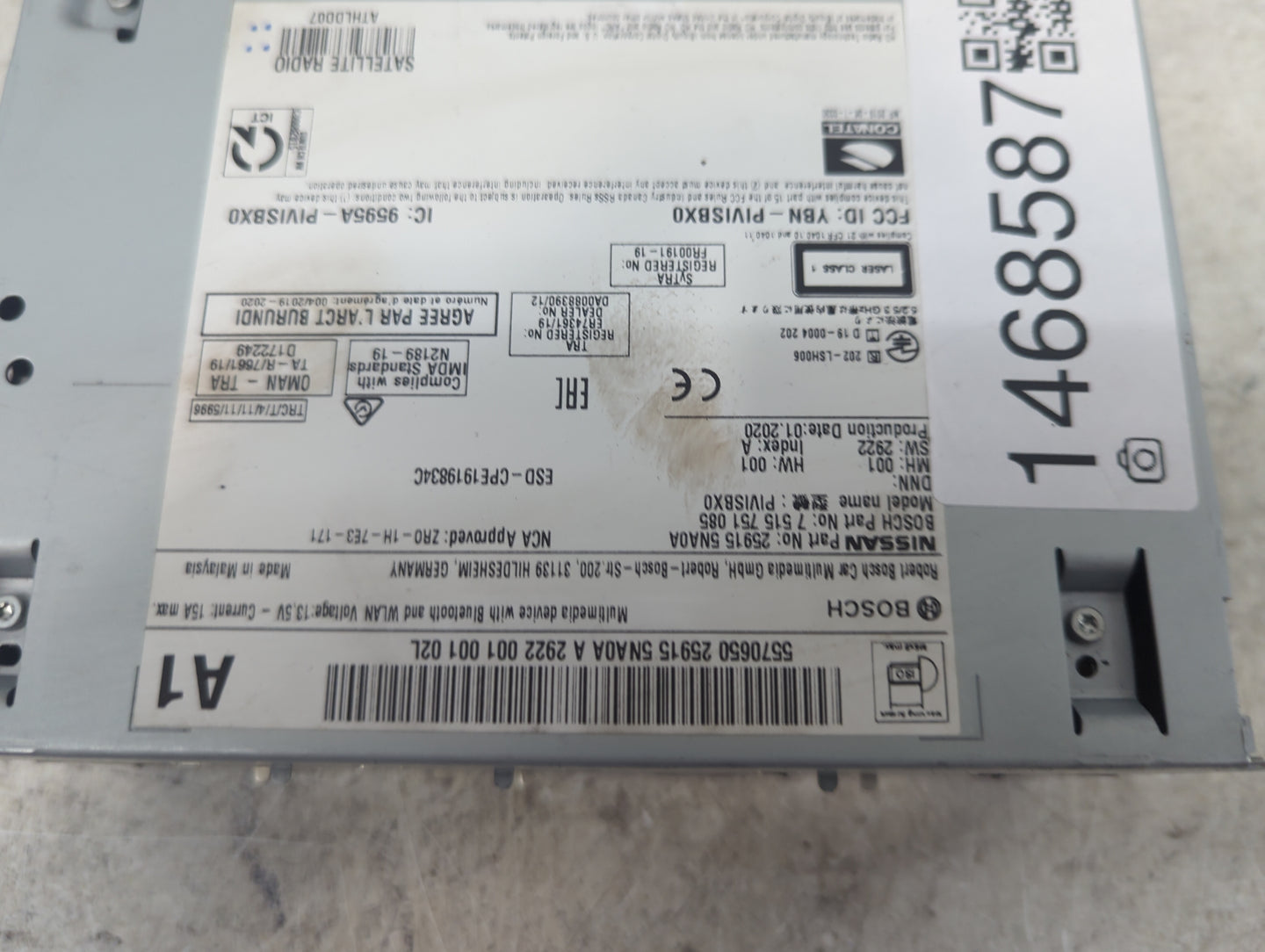 2019-2020 Infiniti Qx50 Radio AM FM Cd Player Receiver Replacement P/N:259315NA0A 7515751085, YBN-PIVISBX0 Fits Fits 2019 20