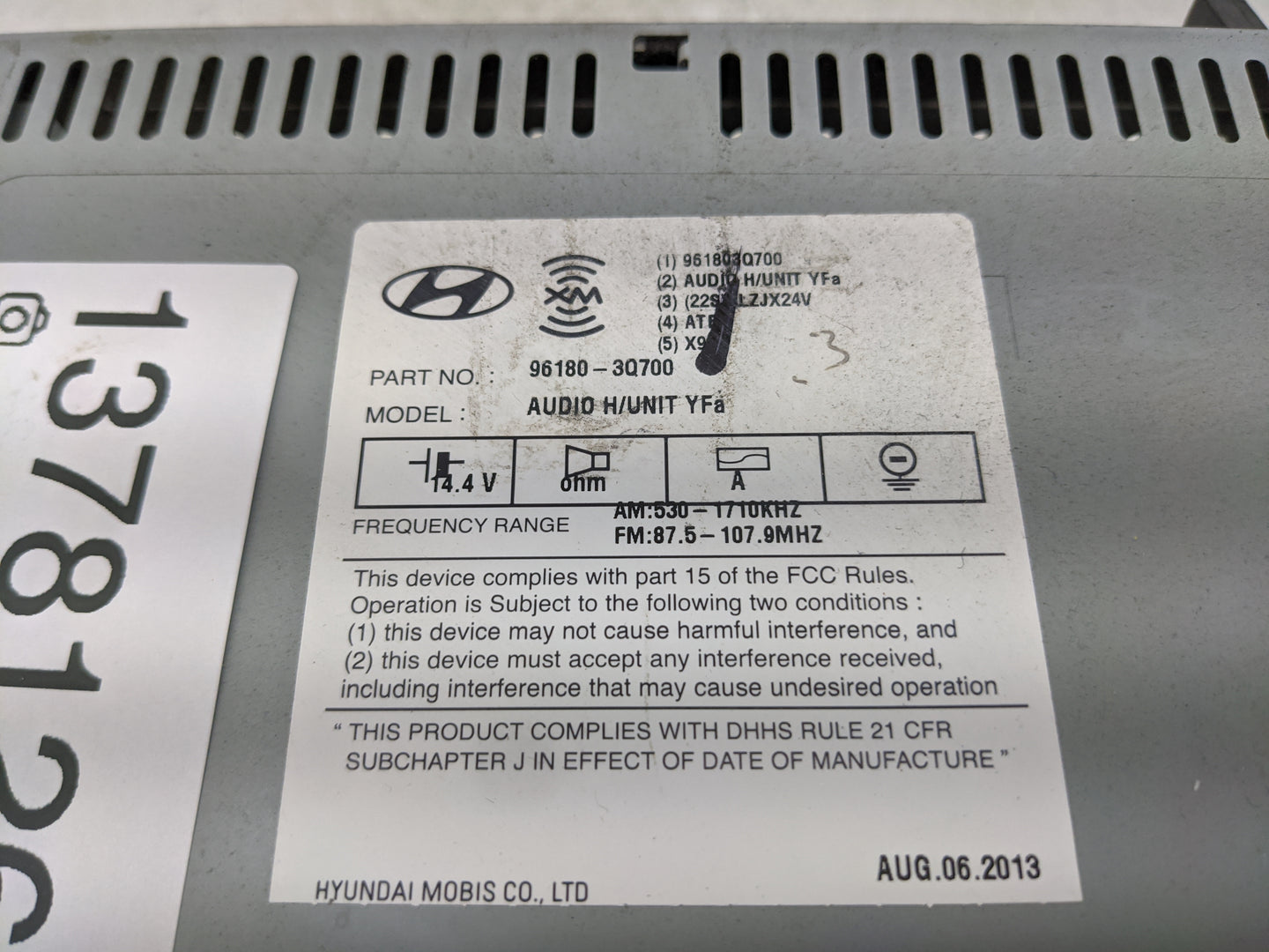 2017-2020 Infiniti Qx60 Radio AM FM Cd Player Receiver Replacement P/N:96180-3Q700 Fits Fits 2017 2018 2019 2020 OEM Used Au