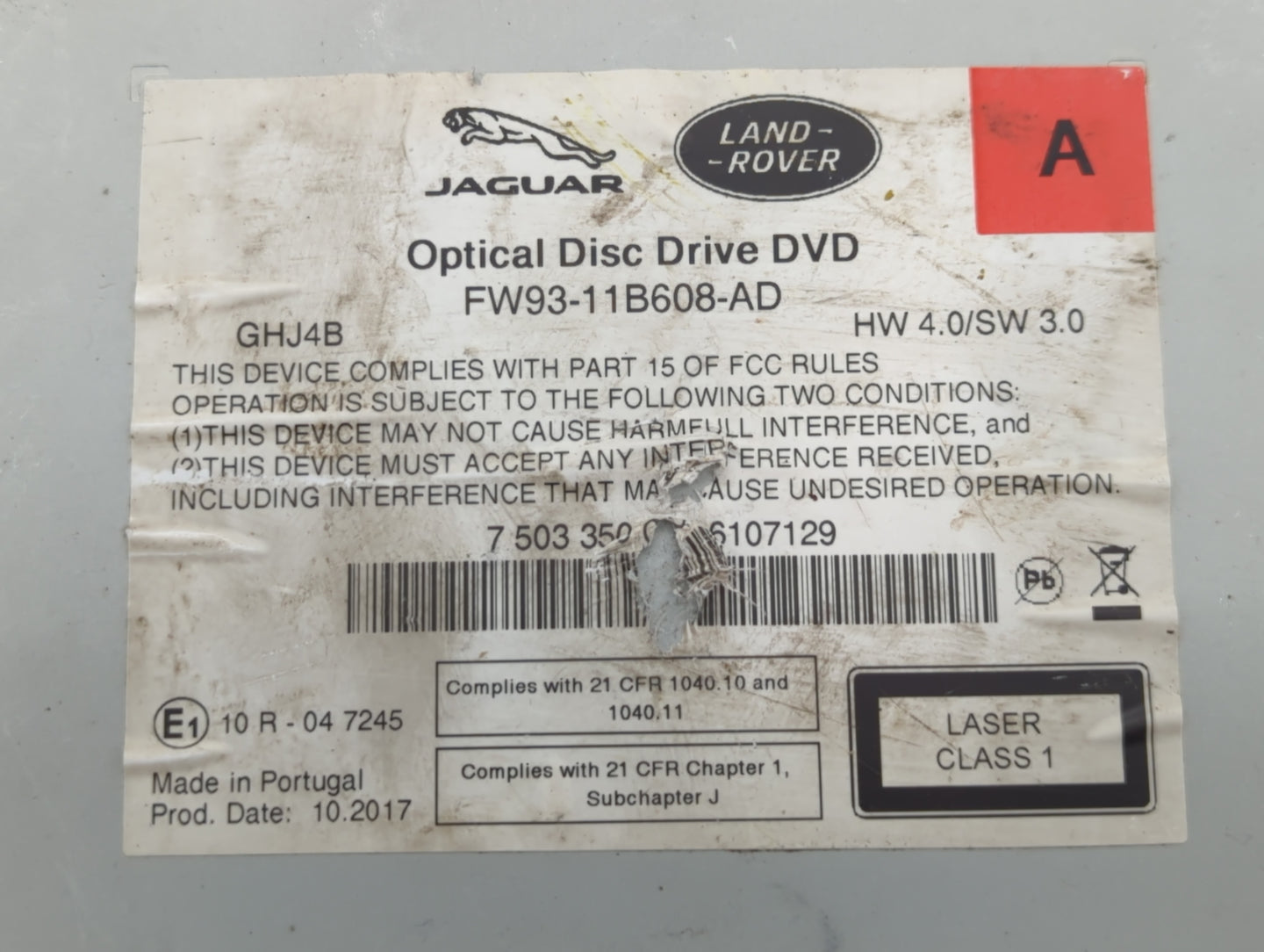 2017-2020 Jaguar F-Pace Radio AM FM Cd Player Receiver Replacement P/N:FW93-11B608-AD Fits Fits 2016 2017 2018 2019 2020 OEM