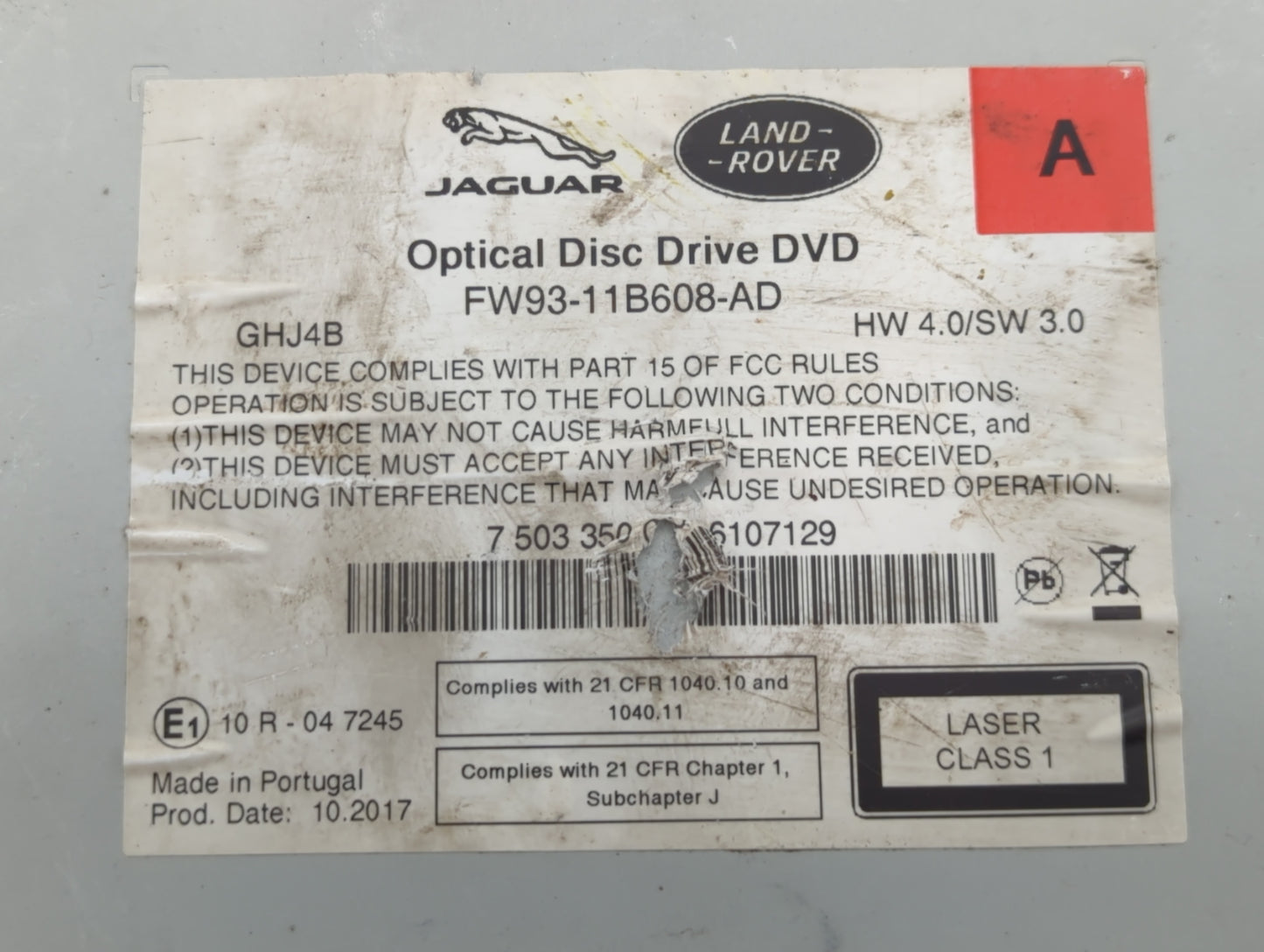 2017-2020 Jaguar F-Pace Radio AM FM Cd Player Receiver Replacement P/N:FW93-11B608-AD Fits Fits 2016 2017 2018 2019 2020 OEM