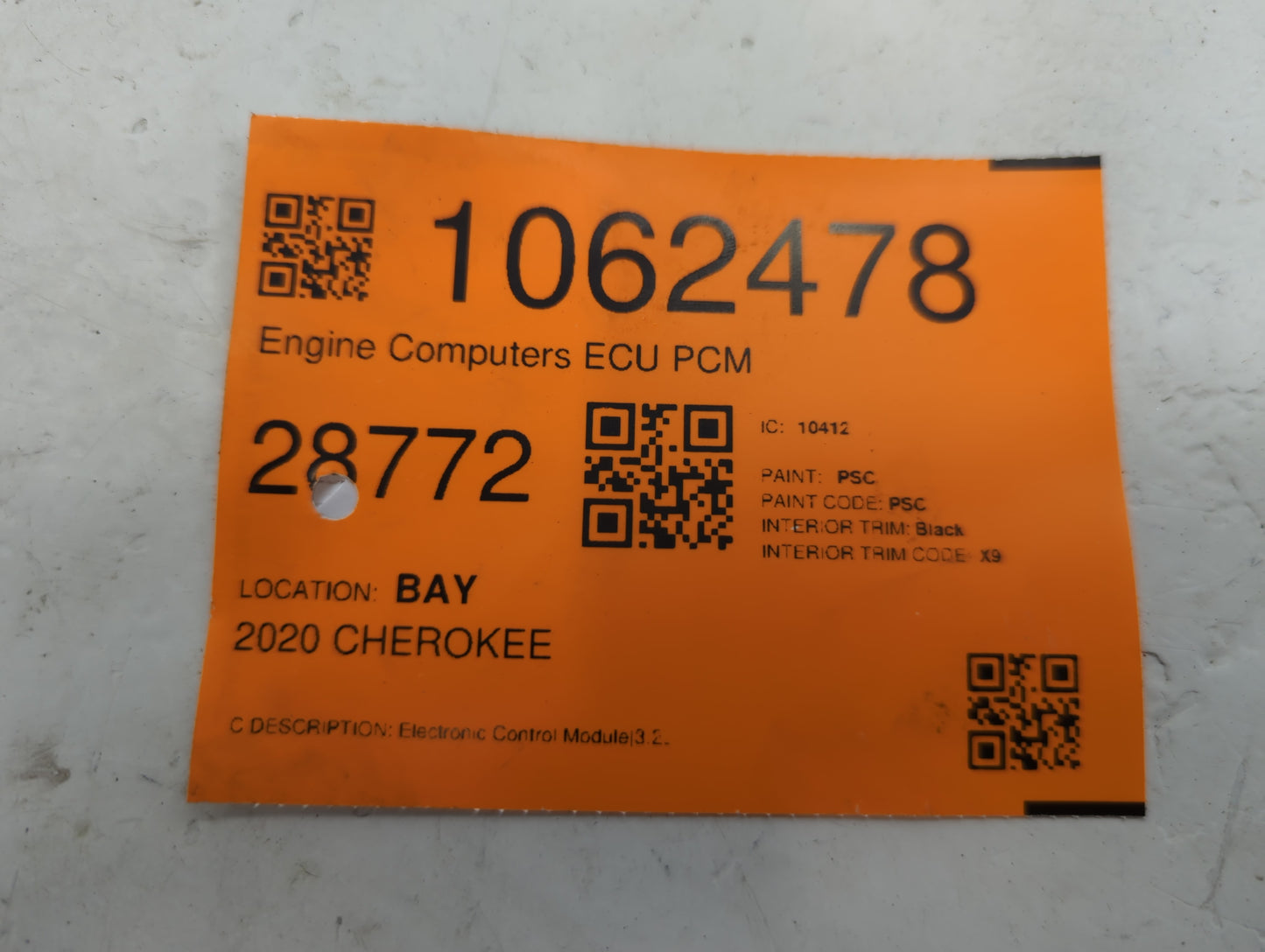2019-2021 Jeep Cherokee PCM Engine Control Computer ECU ECM PCU OEM P/N:P68434922AA Fits Fits 2019 2020 2021 2022 OEM Used A