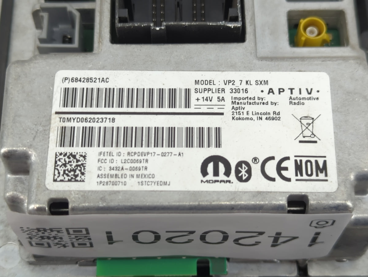 2020 Jeep Cherokee Radio AM FM Cd Player Receiver Replacement P/N:68428521AC VP2_7 KL SXM, L2C0069TR, 3432A-0069TR Fits OEM 