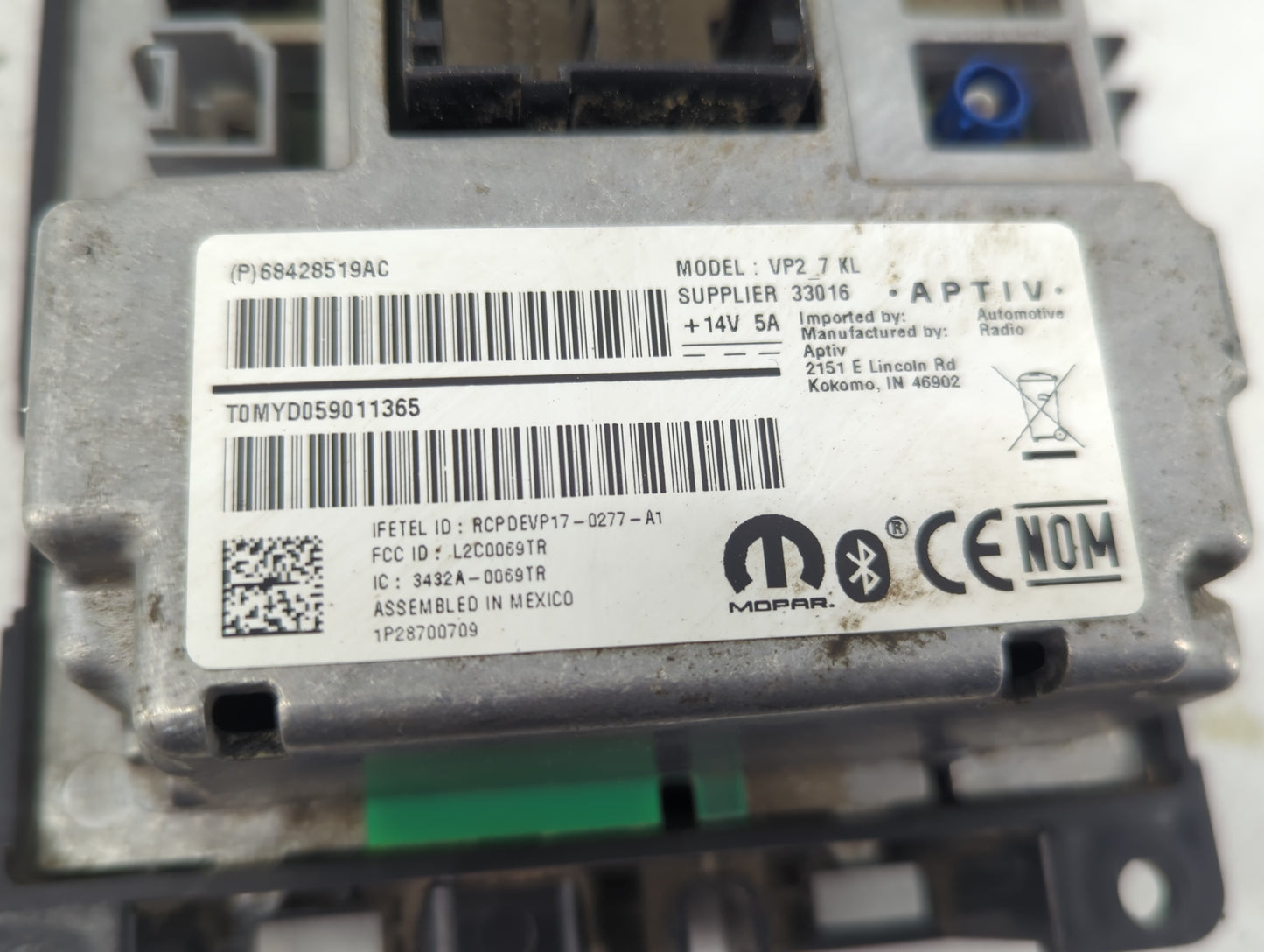 2020 Jeep Cherokee Radio AM FM Cd Player Receiver Replacement P/N:68428519AC VP2_7KL, L2C0069TR, 3432A-0069TR Fits OEM Used 