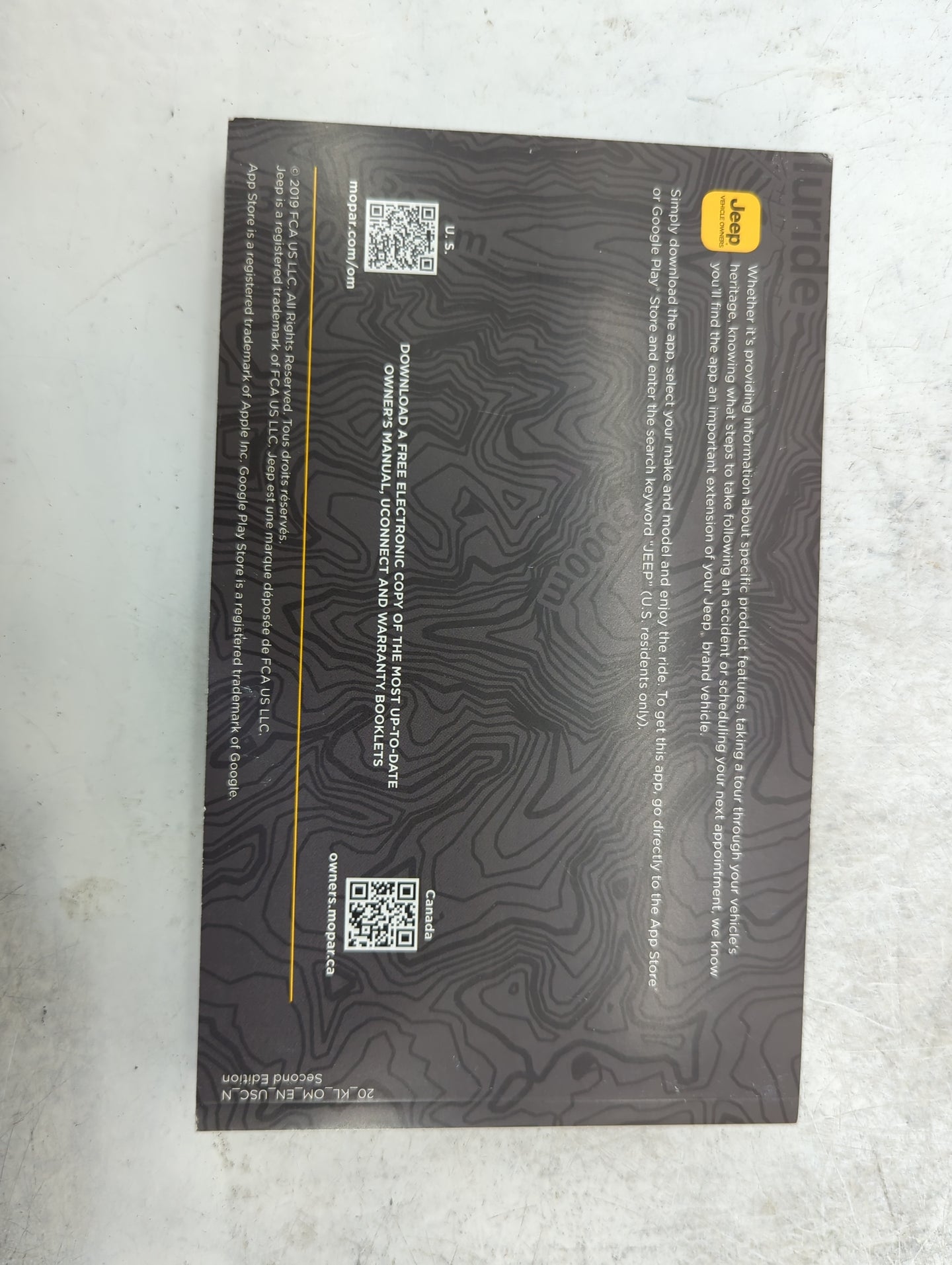 2020 Jeep Cherokee Owners Manual Book Guide P/N:20_KL_OM_EN_USC_N OEM Used Auto Parts - Oemusedautoparts1.com