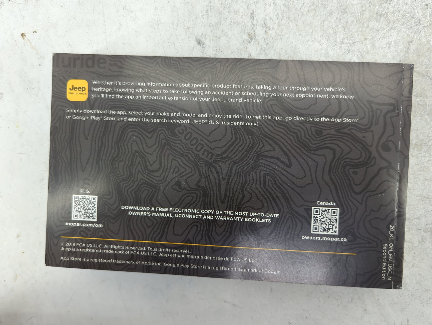 2020 Jeep Cherokee Owners Manual Book Guide P/N:20_KL_OM_EN_USC_N OEM Used Auto Parts - Oemusedautoparts1.com