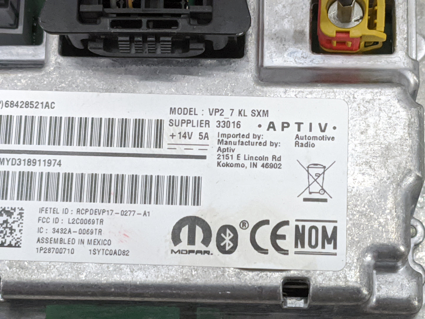 2020 Jeep Cherokee Radio AM FM Cd Player Receiver Replacement P/N:68428521AC VP2_7_KL_SXM, L2C0069TR, 3432A-0069TR Fits OEM 