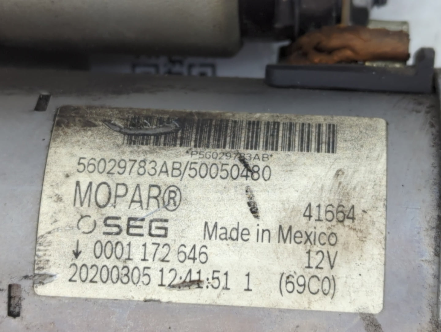 2017-2020 Jeep Compass Car Starter Motor Solenoid OEM P/N:0001 172 646 20200305 Fits Fits 2017 2018 2019 2020 2021 2022 OEM 