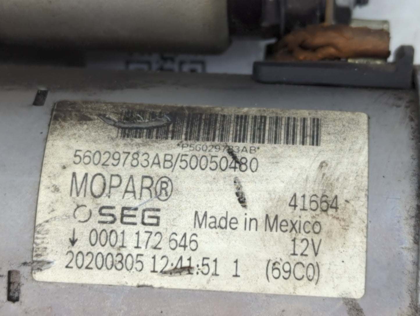 2017-2020 Jeep Compass Car Starter Motor Solenoid OEM P/N:0001 172 646 20200305 Fits Fits 2017 2018 2019 2020 2021 2022 OEM 