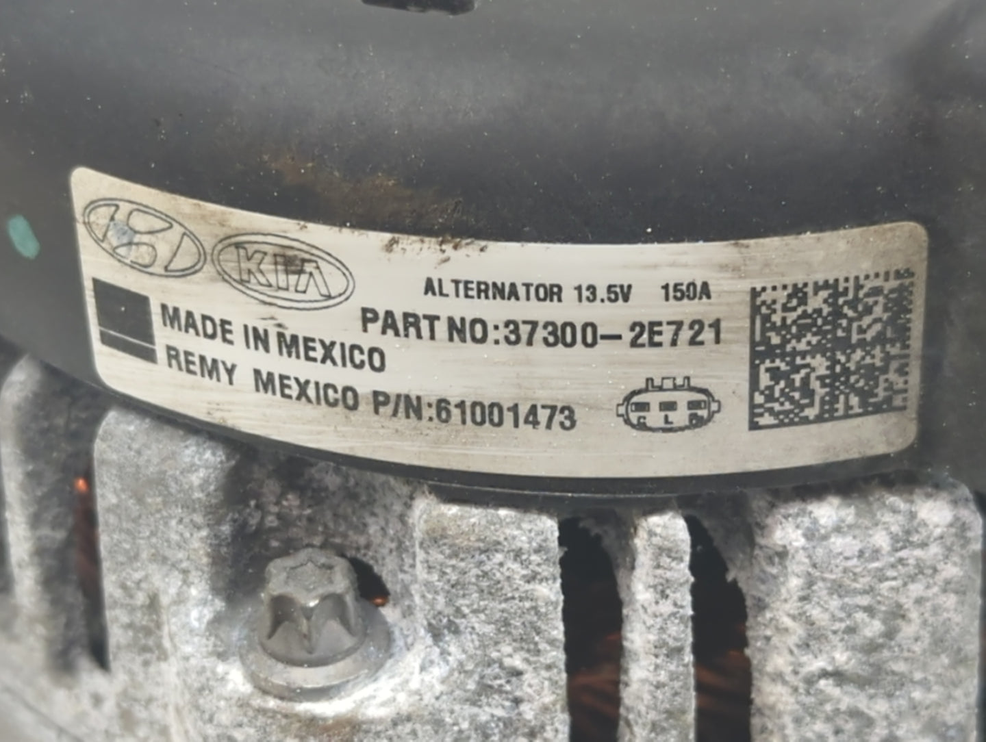 2017-2022 Kia Forte Alternator Replacement Generator Charging Assembly Engine OEM P/N:37300-2E721 Fits OEM Used Auto Parts -