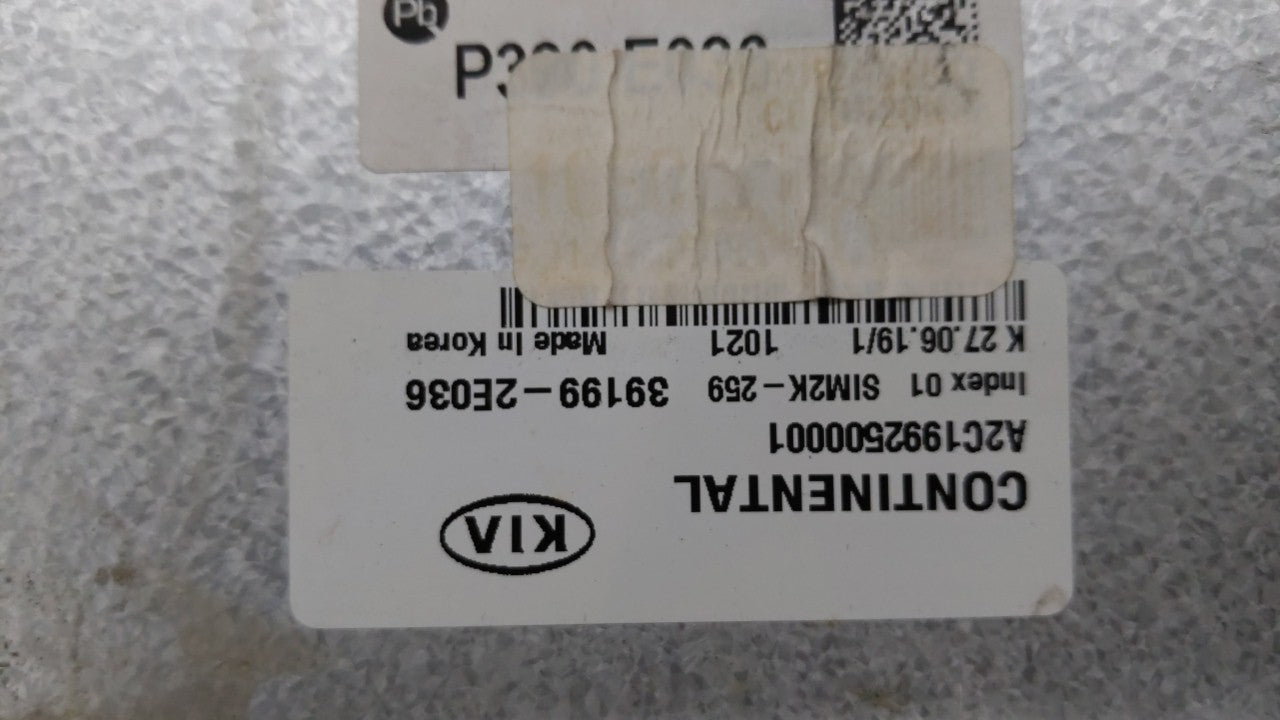 2020 Kia Forte PCM Engine Control Computer ECU ECM PCU OEM P/N:39199-2E036 Fits OEM Used Auto Parts - Oemusedautoparts1.com