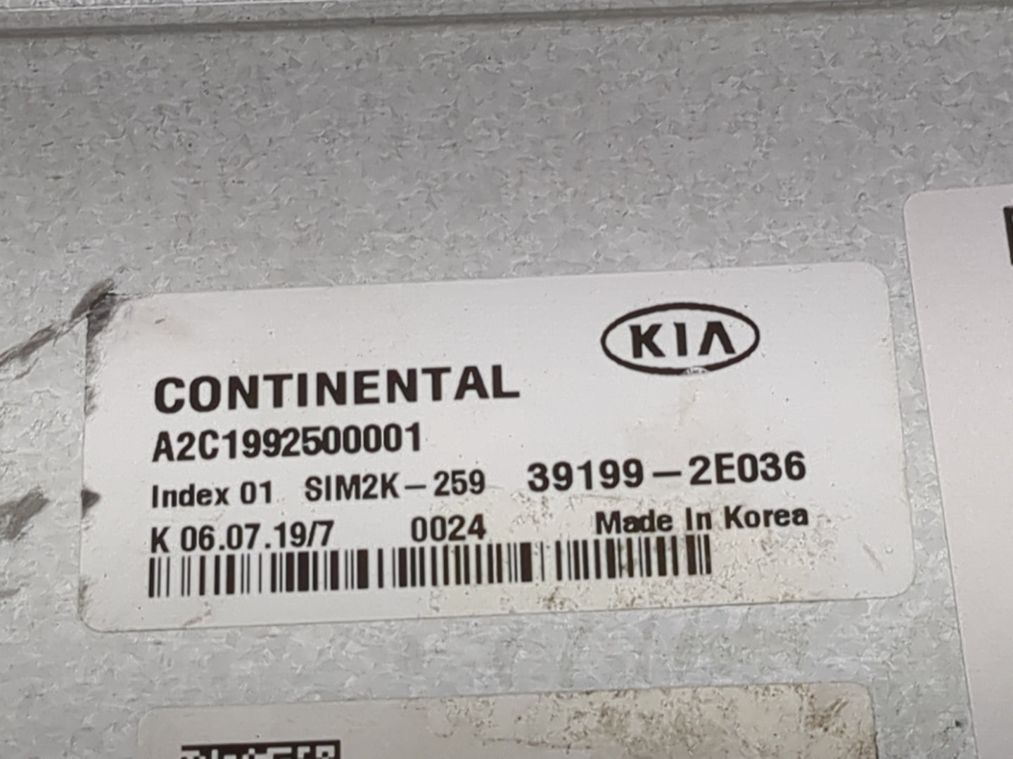 2019-2021 Kia Forte PCM Engine Control Computer ECU ECM PCU OEM P/N:39199-2E036 A2C1992500001, SIM2K-259 Fits Fits 2019 2020