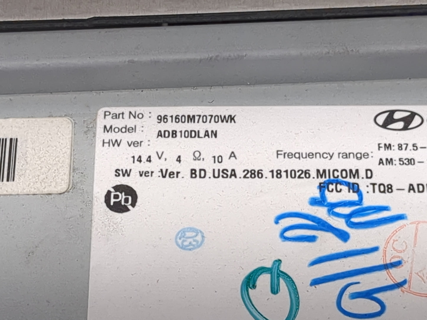 2019-2021 Kia Forte Radio AM FM Cd Player Receiver Replacement P/N:96160M7070WK ADB10DLAN, TQ8-AD Fits Fits 2019 2020 2021 O