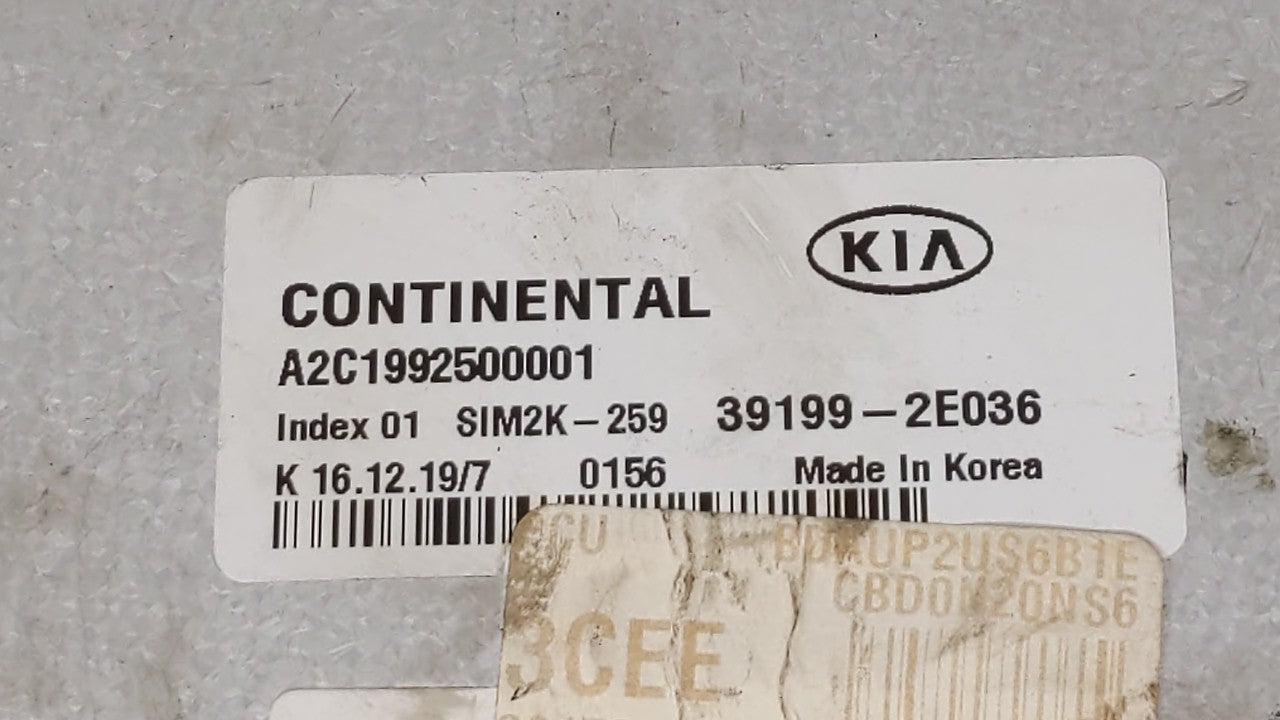2020 Kia Forte PCM Engine Control Computer ECU ECM PCU OEM P/N:39199-2E036 Fits OEM Used Auto Parts - Oemusedautoparts1.com