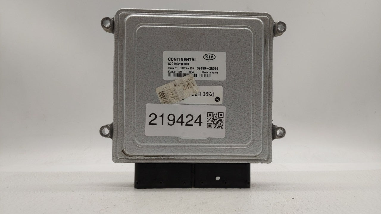2019 Kia Forte PCM Engine Control Computer ECU ECM PCU OEM P/N:39199-2E036 Fits OEM Used Auto Parts - Oemusedautoparts1.com