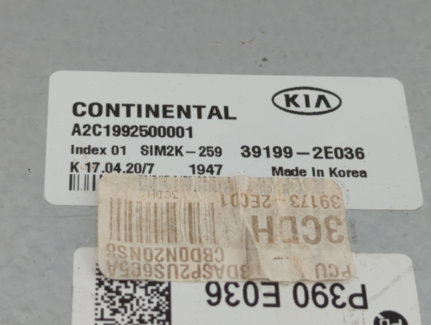 2020 Kia Forte PCM Engine Control Computer ECU ECM PCU OEM P/N:39199-2E036 Fits OEM Used Auto Parts - Oemusedautoparts1.com