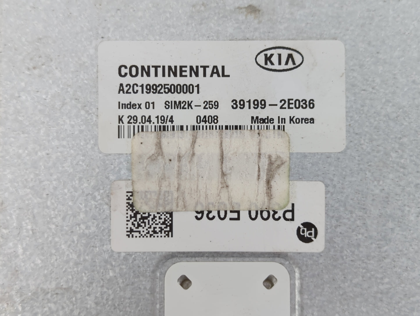 2019 Kia Forte PCM Engine Control Computer ECU ECM PCU OEM P/N:39199-2E036 Fits OEM Used Auto Parts - Oemusedautoparts1.com