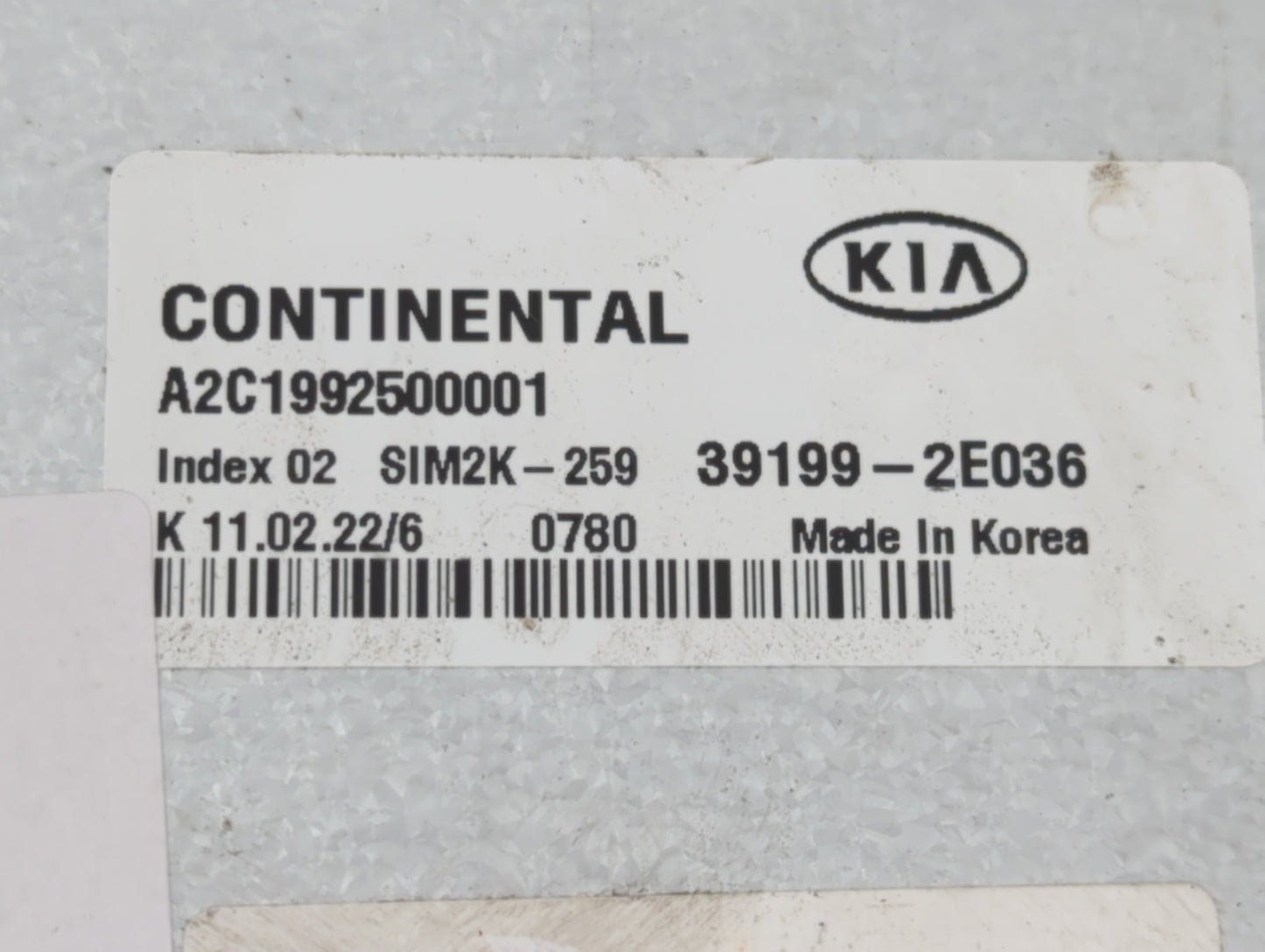 2020-2021 Kia Forte PCM Engine Control Computer ECU ECM PCU OEM P/N:39199-2E036 Fits Fits 2020 2021 OEM Used Auto Parts - Oe