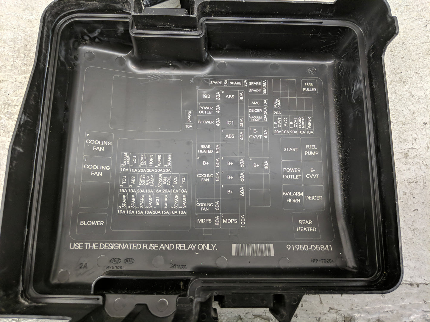 2020 Kia Optima Fusebox Fuse Box Panel Relay Module P/N:91950-D5841 Fits OEM Used Auto Parts - Oemusedautoparts1.com