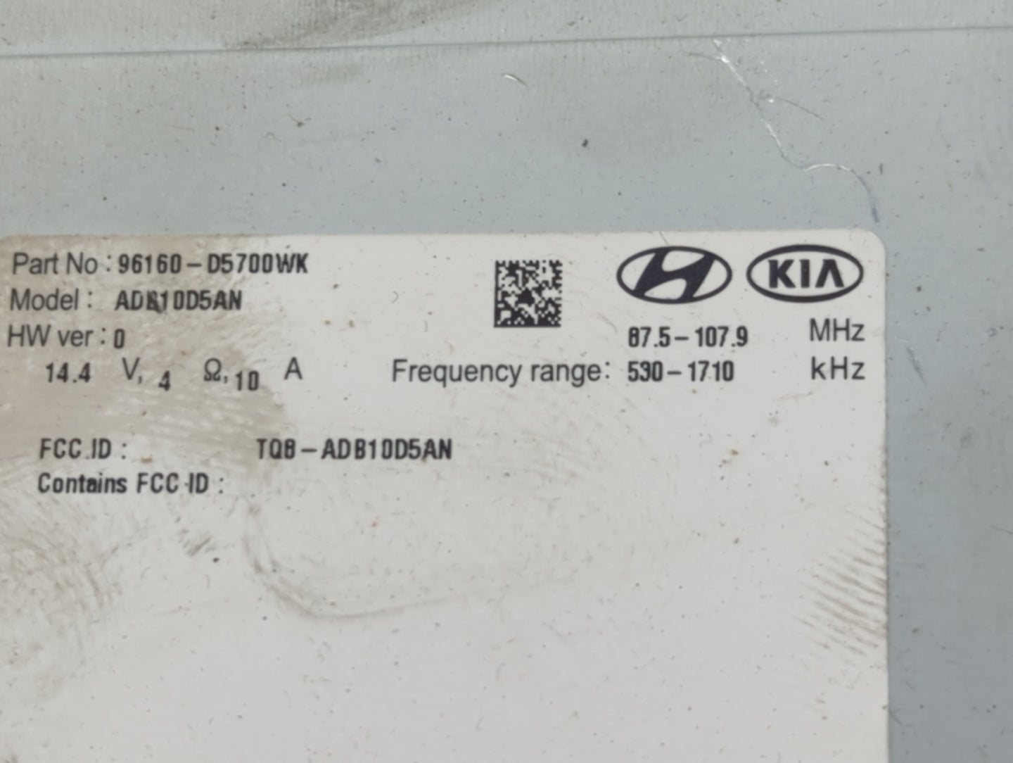 2019-2020 Kia Optima Radio AM FM Cd Player Receiver Replacement P/N:96160-D5700WK Fits Fits 2019 2020 OEM Used Auto Parts - 