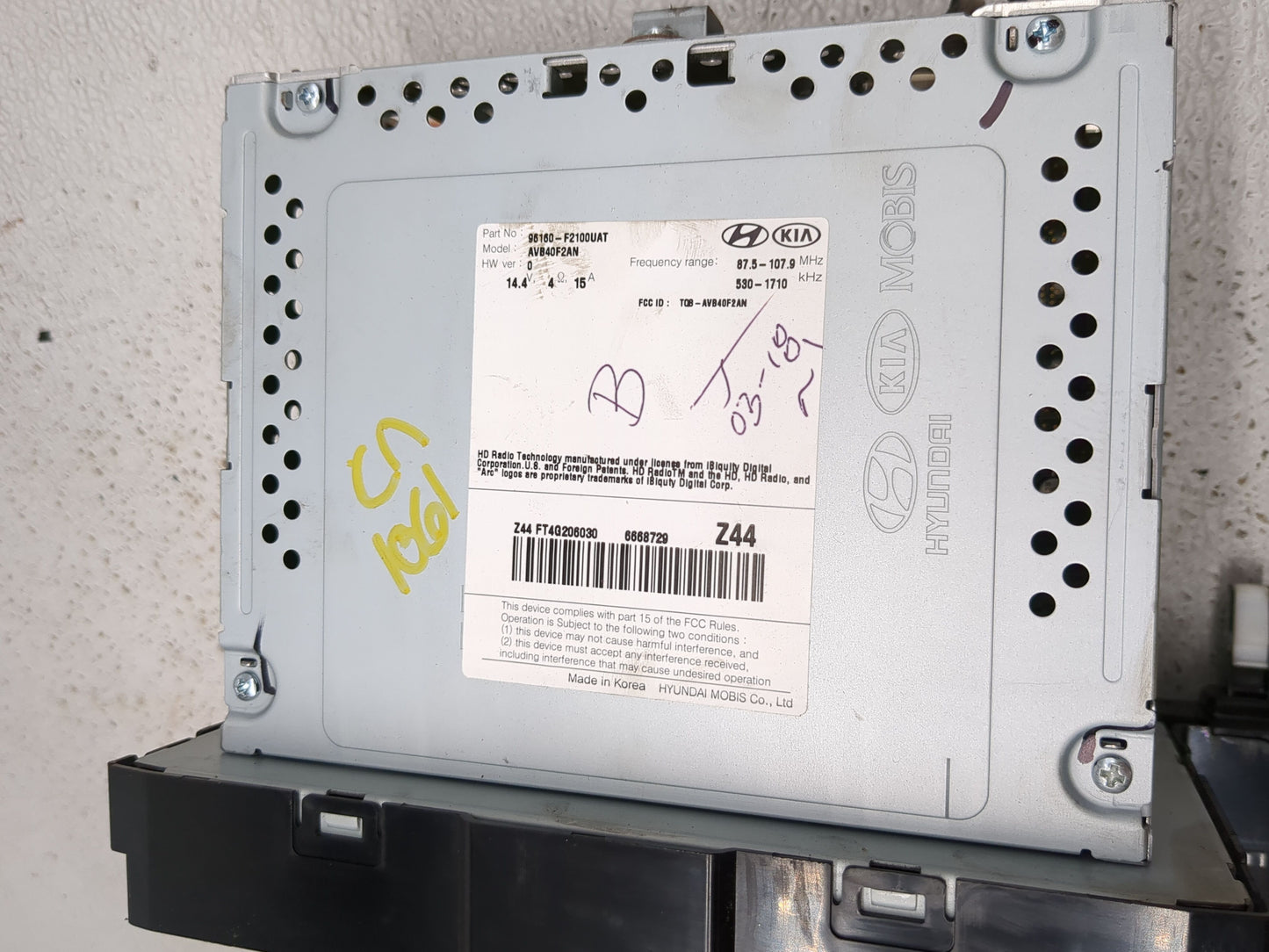 2019-2020 Kia Optima Radio AM FM Cd Player Receiver Replacement P/N:96160F2100UAT Fits Fits 2019 2020 OEM Used Auto Parts - 