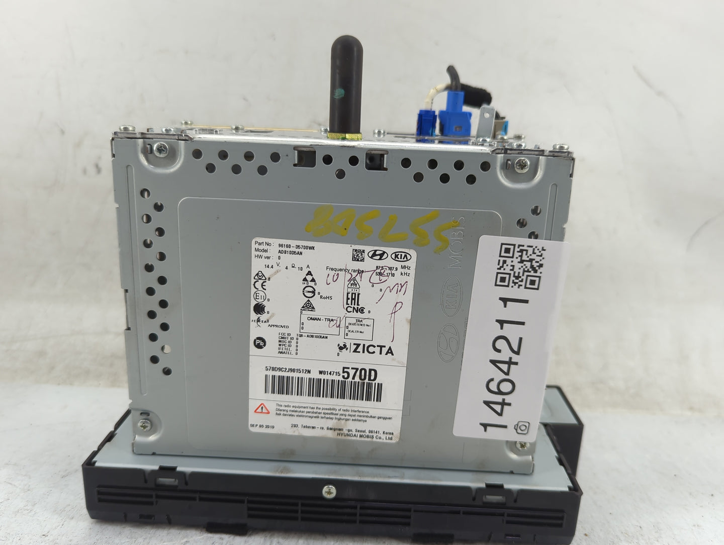 2019-2020 Kia Optima Radio AM FM Cd Player Receiver Replacement P/N:96160-D5700WK ADB10D5AN, T0B-ADB10D5AN Fits Fits 2019 20