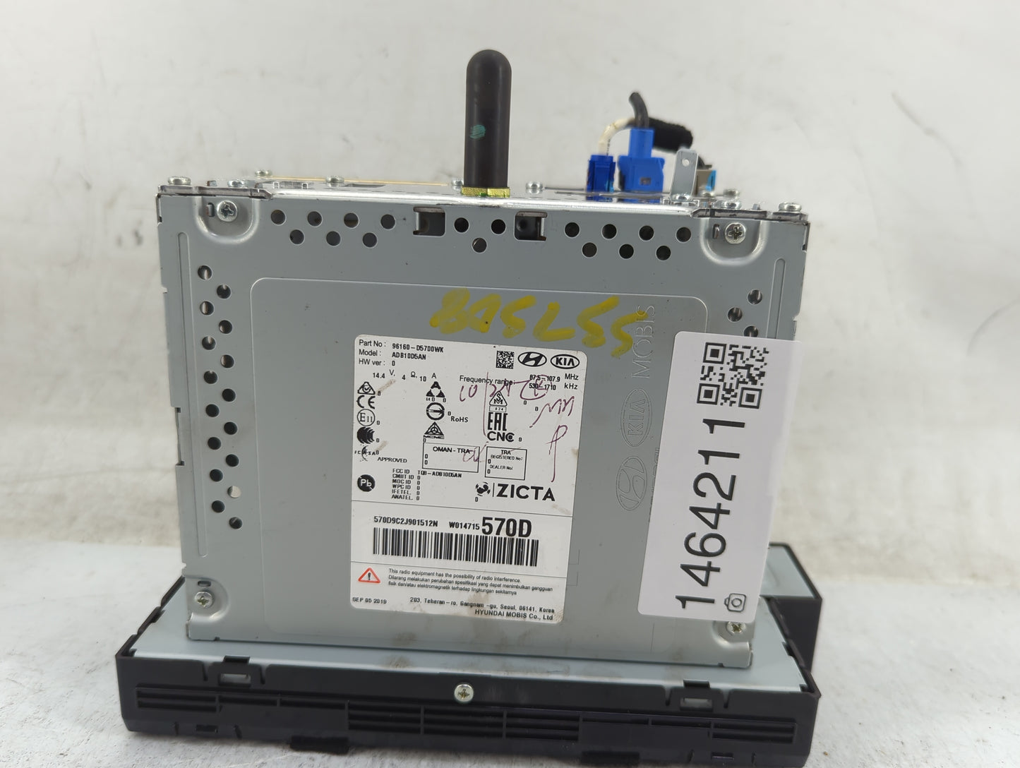 2019-2020 Kia Optima Radio AM FM Cd Player Receiver Replacement P/N:96160-D5700WK ADB10D5AN, T0B-ADB10D5AN Fits Fits 2019 20